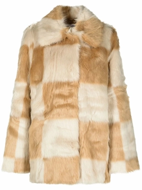 check-print faux-fur coat Fur Coats With Hood