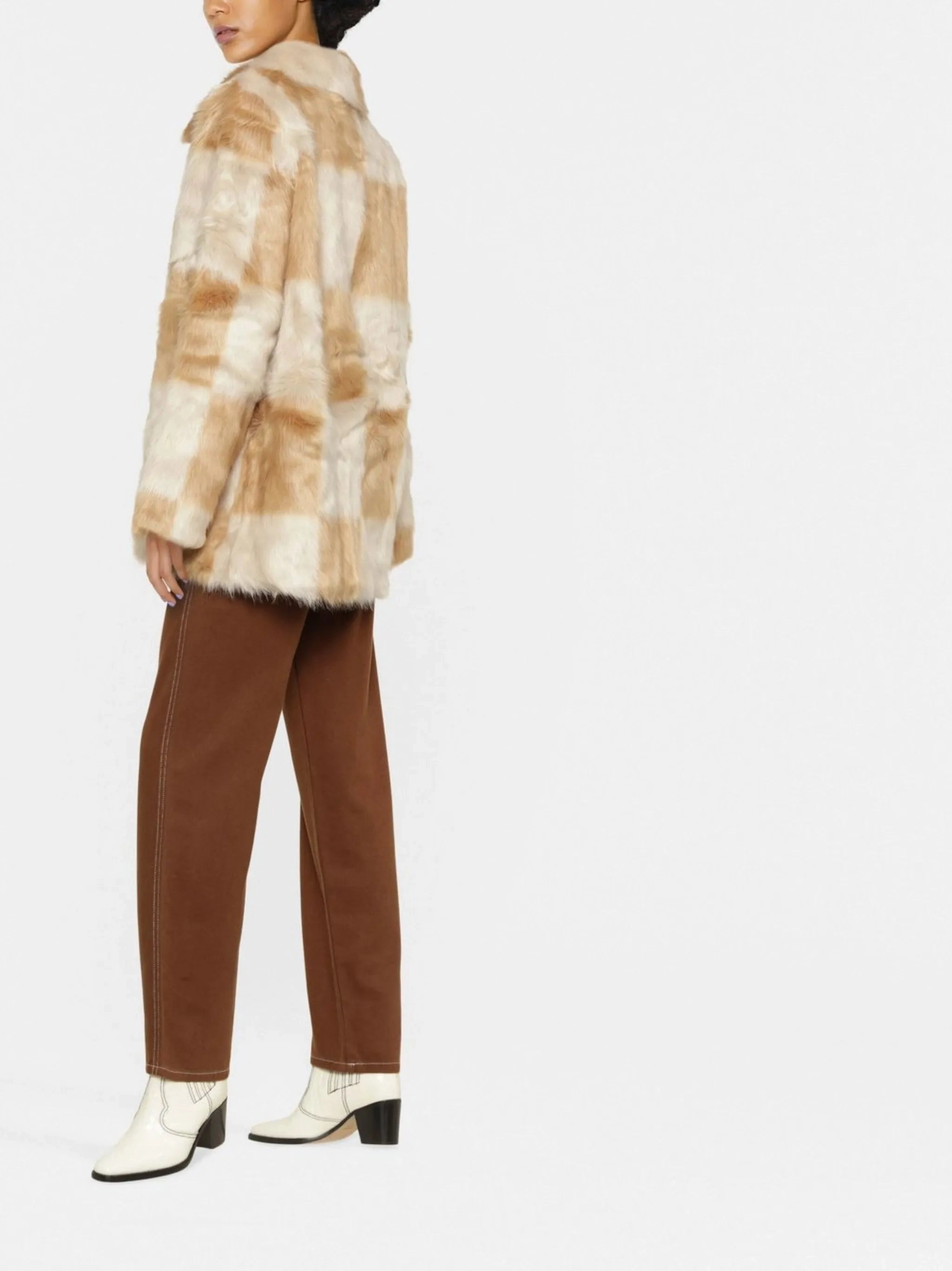 Era Coats check-print faux-fur coat