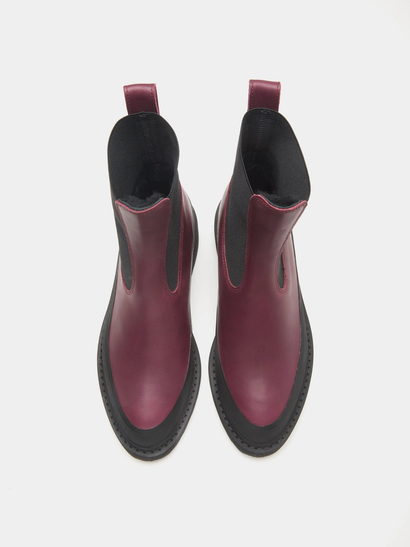 Chelsea Dolomite Shearling / Burgundy Leather Real Chelsea Boots