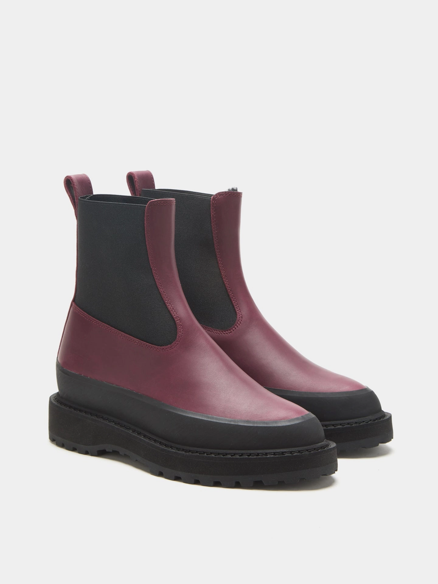 Dark Olive Suede Chelsea Boots Chelsea Dolomite Shearling / Burgundy Leather