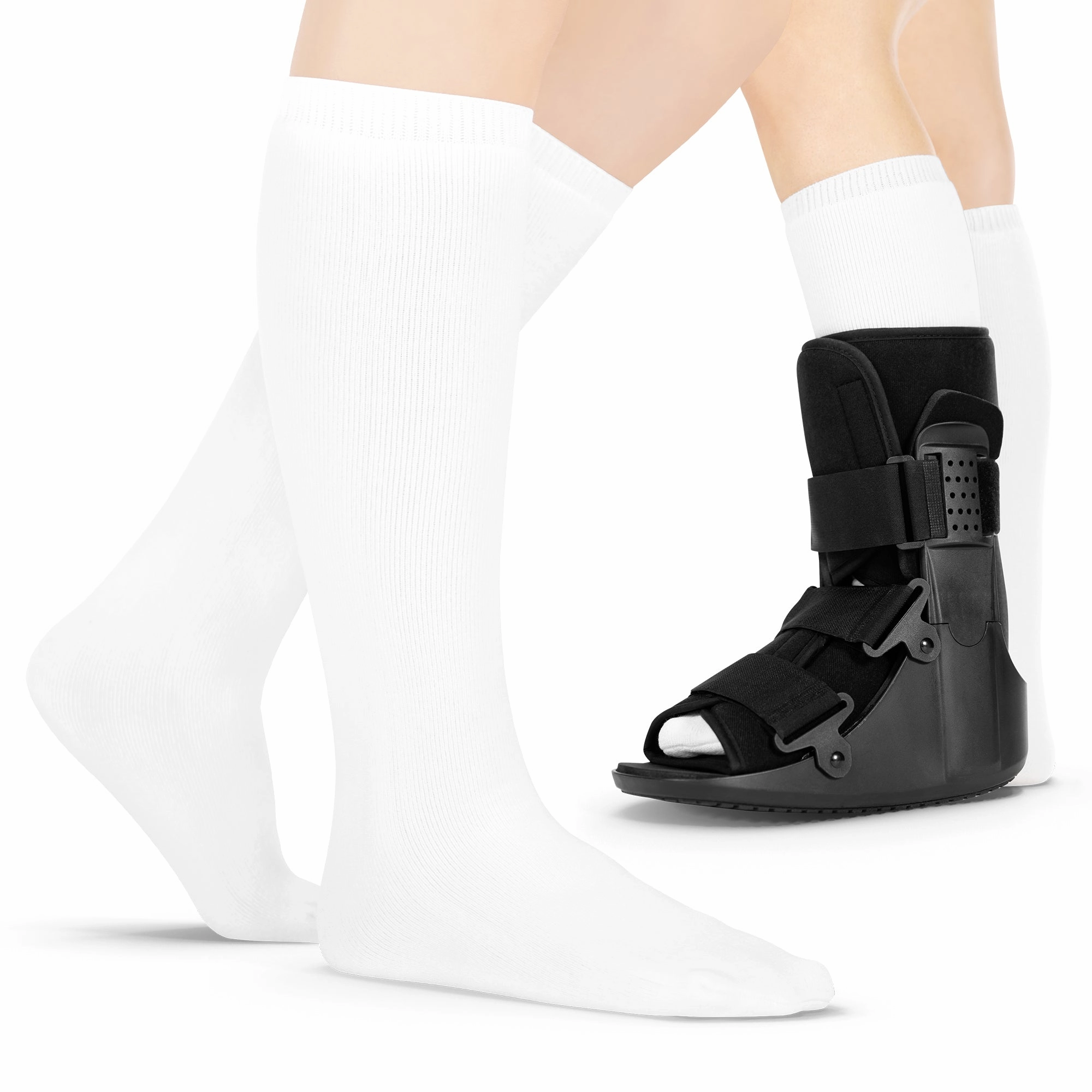 Double Buckle Ankle Boots Orthopedic Walking Boot Sock Liners - Replacement Tube Cast Socks for Aircast Cam Walkers and Fracture Post-op Shoes (1 Pair)