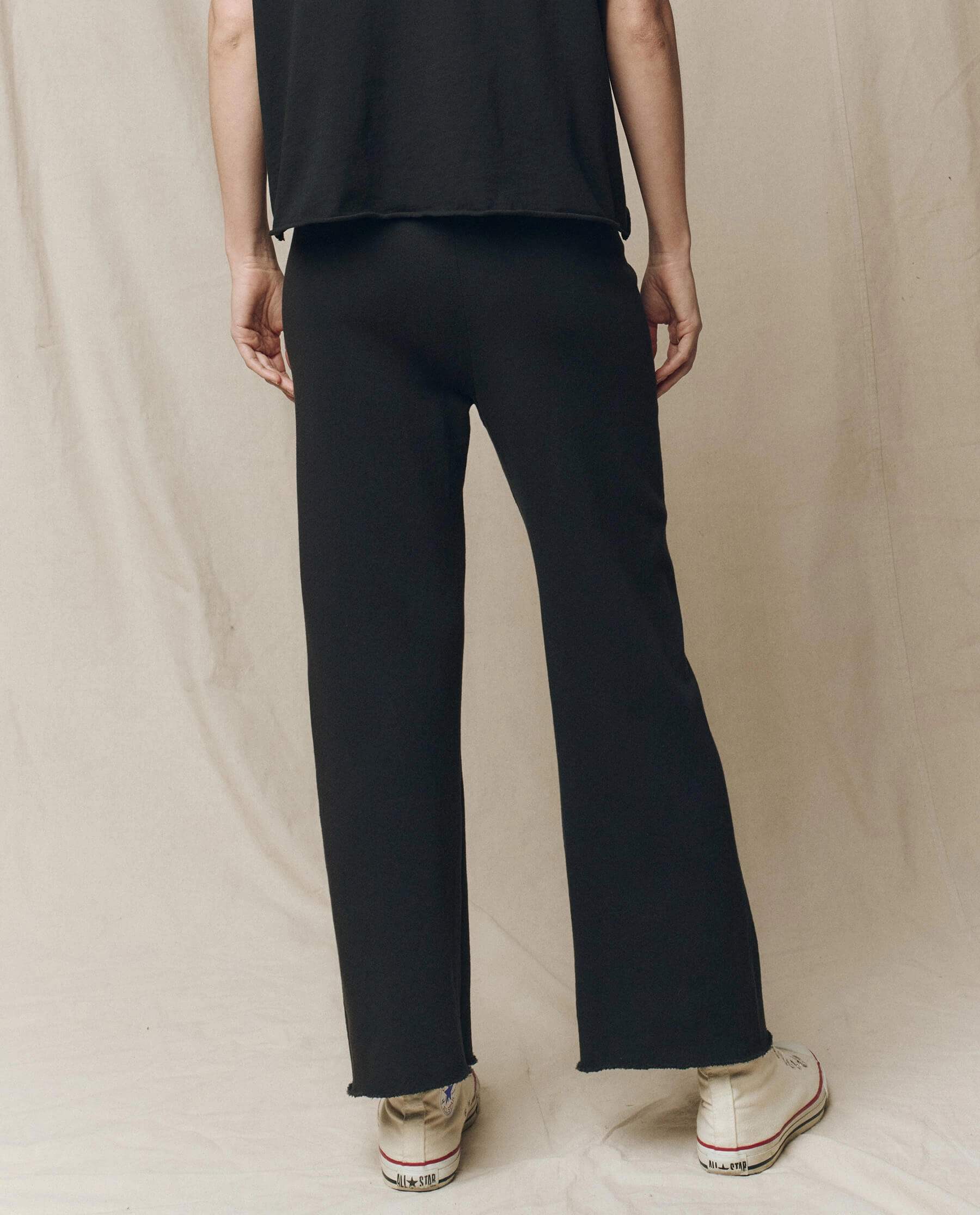 The Wide Leg Cropped Sweatpant. -- Almost Black Mariner Sweatshirts