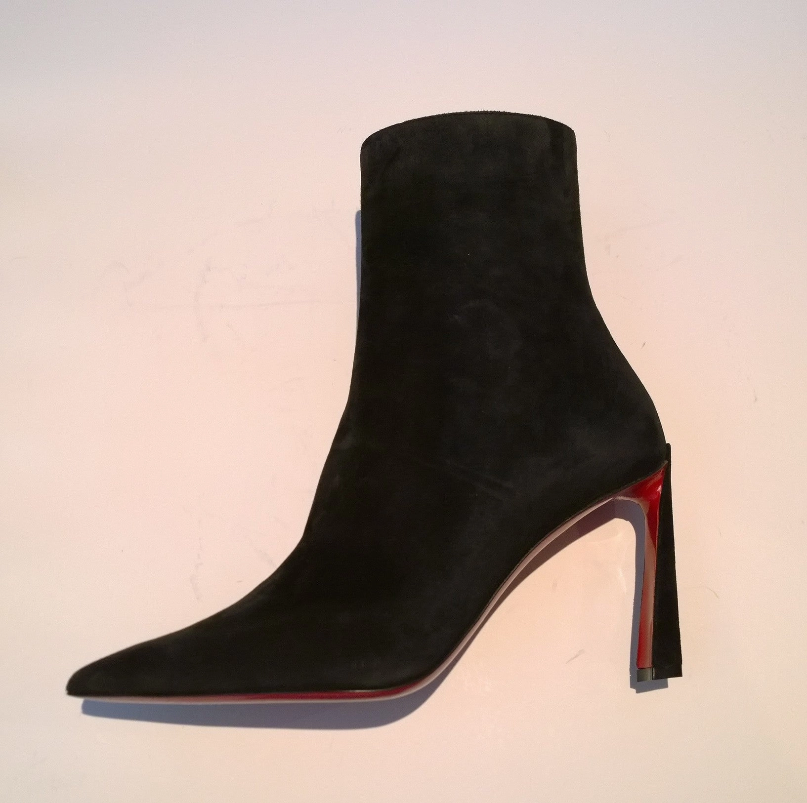 Christian Louboutin Condora 85 Black Suede Heel Boots Italian Leather Ankle Boots