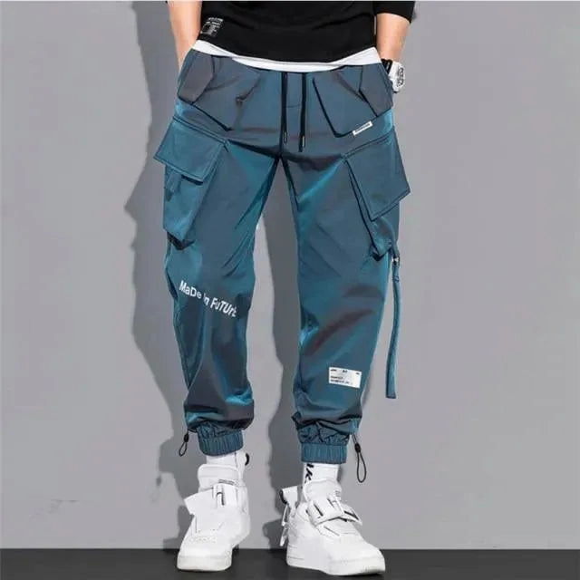 Izzue Cargo Pants Streetwear Men Cargo Pants - Mid-Rise Multi-Pocket