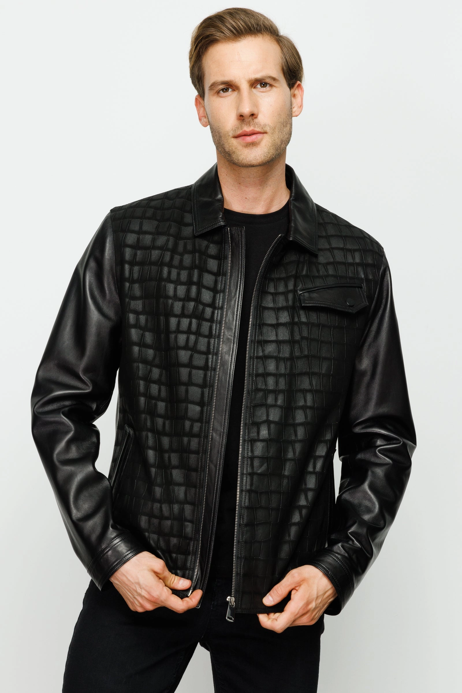 The Emerson Black Leather Men Jacket Fake Leather Jackets