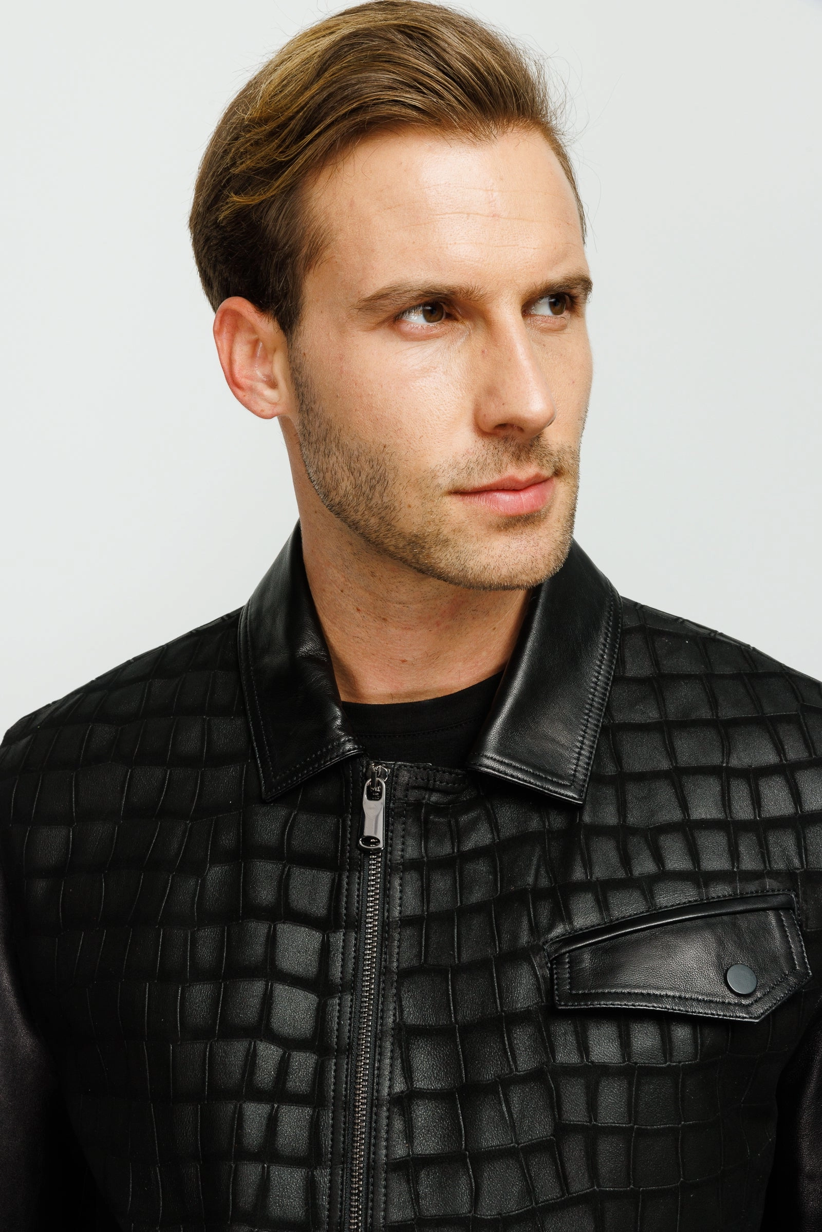 The Emerson Black Leather Men Jacket Sika Jackets