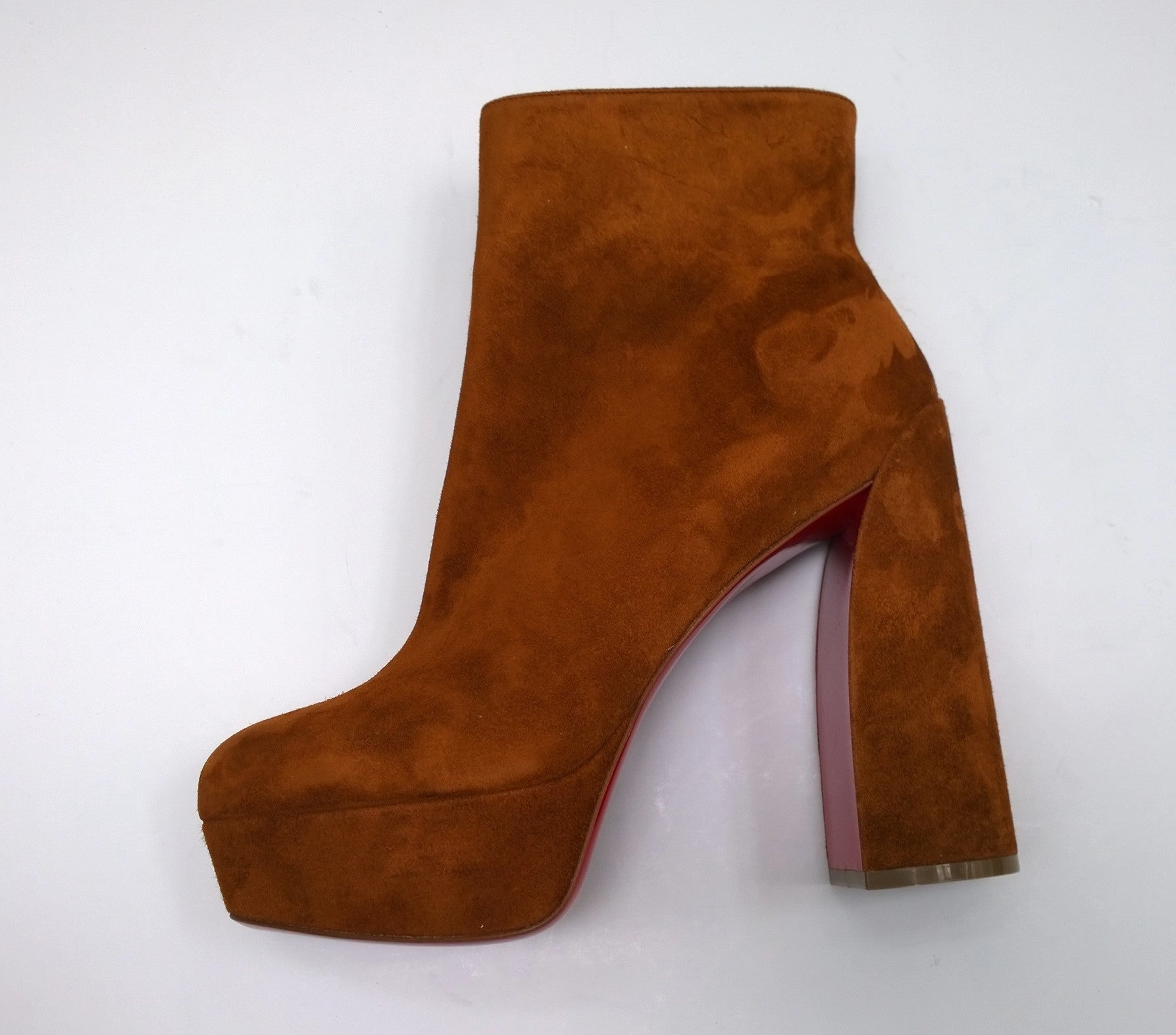 Camzin Dime Ankle Boots Christian Louboutin Movida Booty 130 in Foxy Brown Suede Platform Boots New in Box