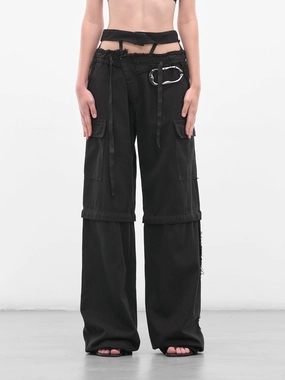 Black Deconstructed Cargo Pants (10920030602-BLACK) Cargo Pants Size 4