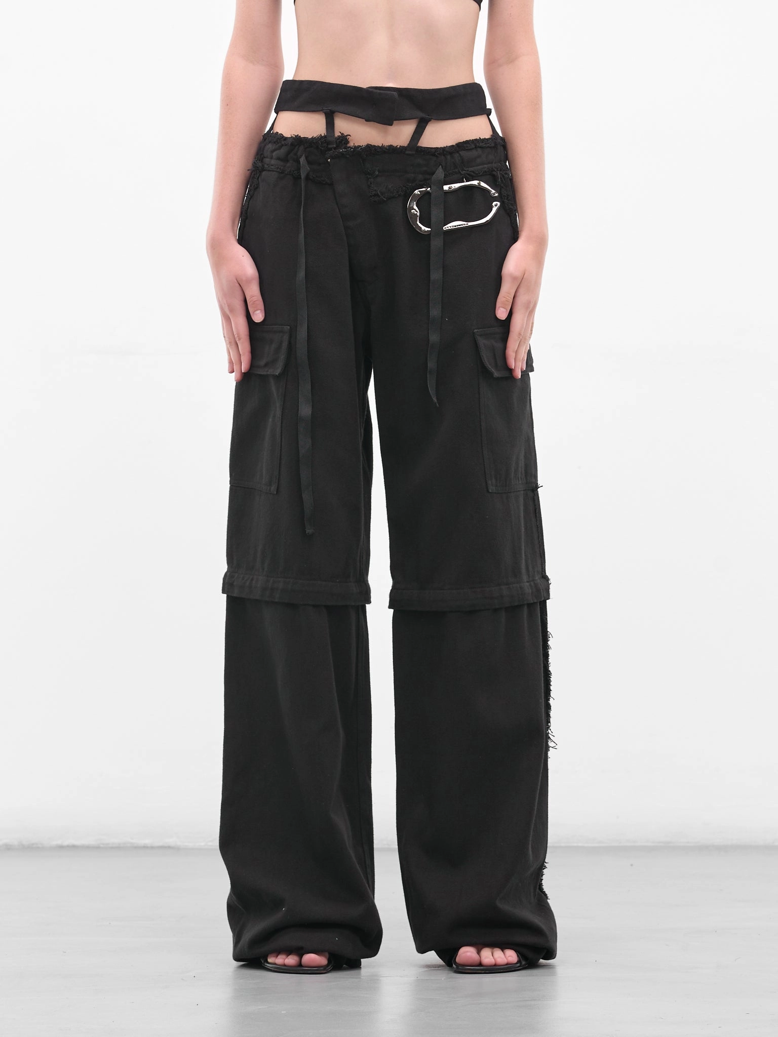 Black Deconstructed Cargo Pants (10920030602-BLACK) Concert Outfits Cargo Pants
