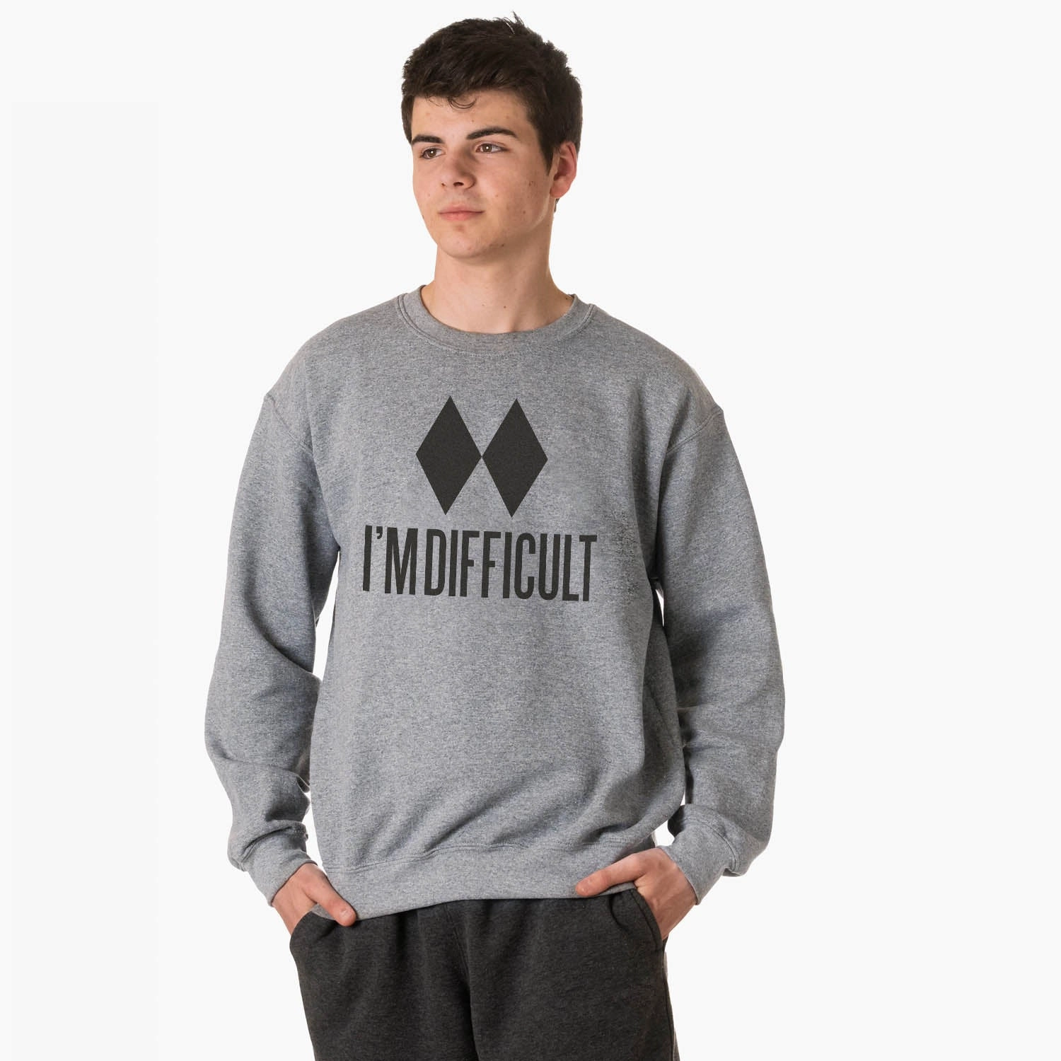 Skiing Crewneck Sweatshirt - I'm Difficult Sweatshirts Without Hood