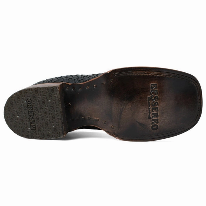 El Besserro Men's Petatillo Leather Square Toe Ankle Boots Black Corcoran Jump Boots