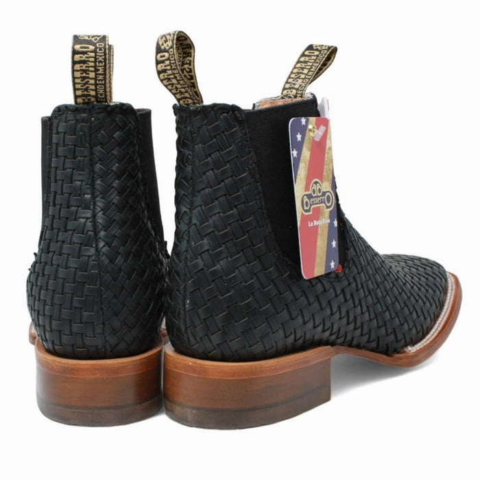 Snowboard Boots Near Me El Besserro Men's Petatillo Leather Square Toe Ankle Boots Black