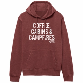 Coffee, Cabins & Campfire Weathered Fleece Crew - Heather Syrah Athletics Sweatshirts
