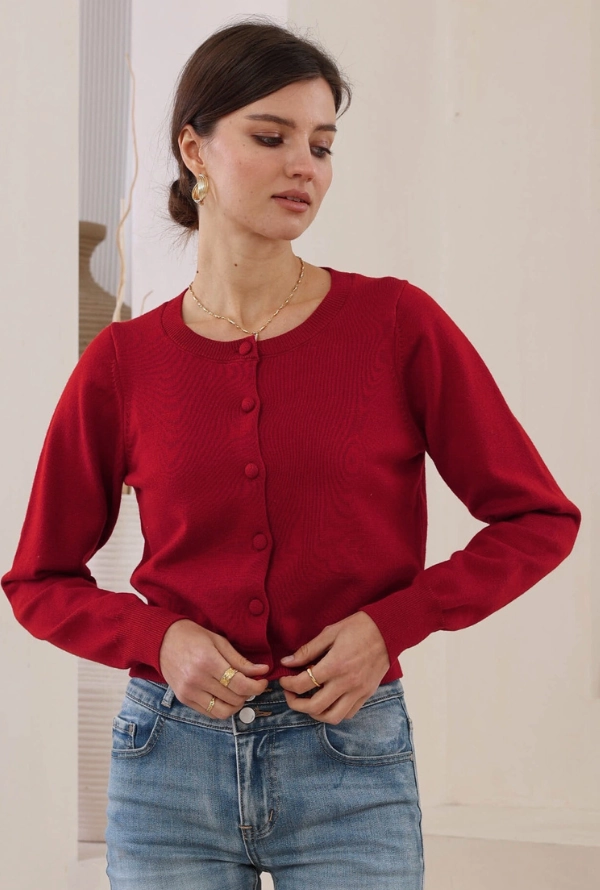 Maia Cardigan - Red Bespoke Knitwear