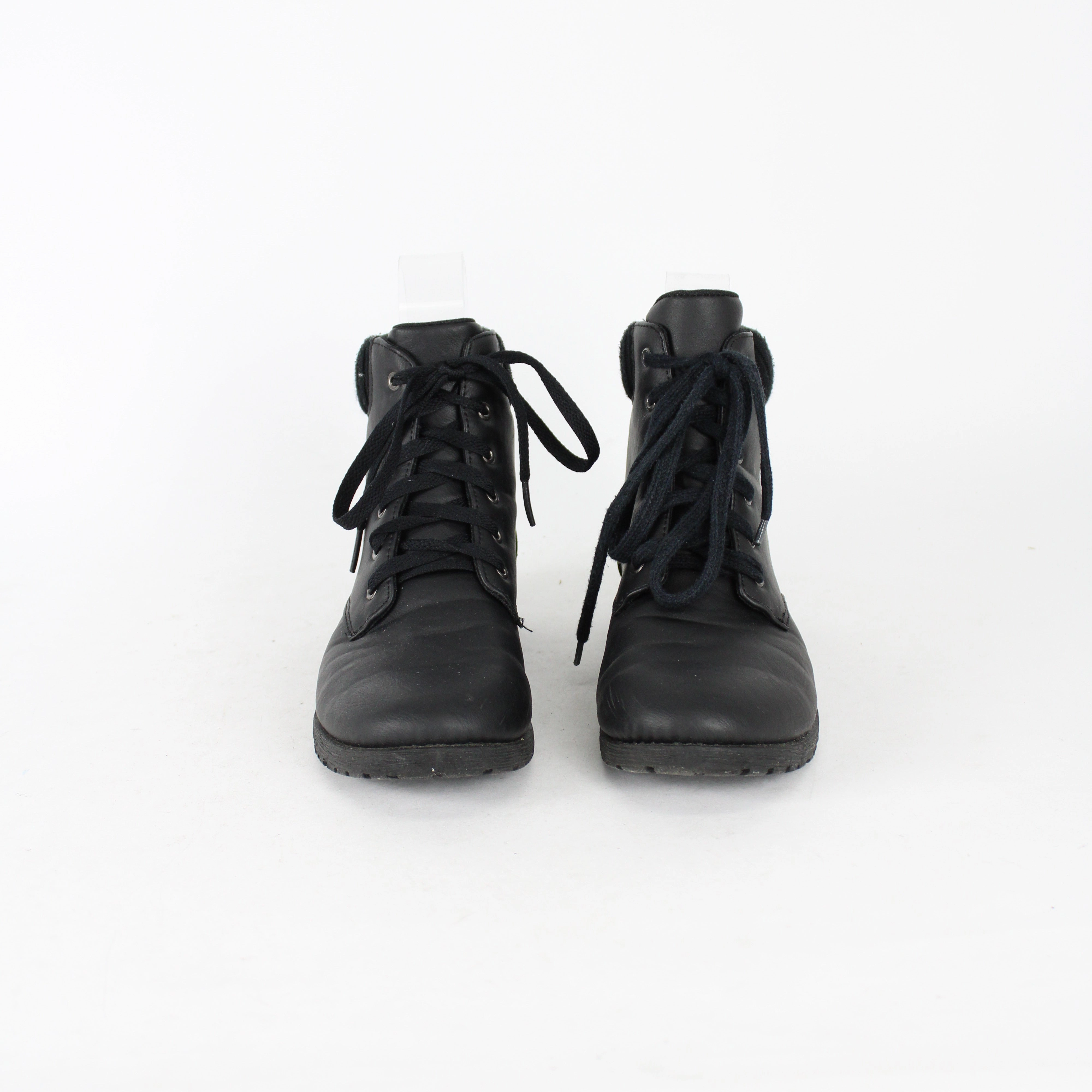 Flat Leather Knee High Boots Colorado Black Fax Leather Boots