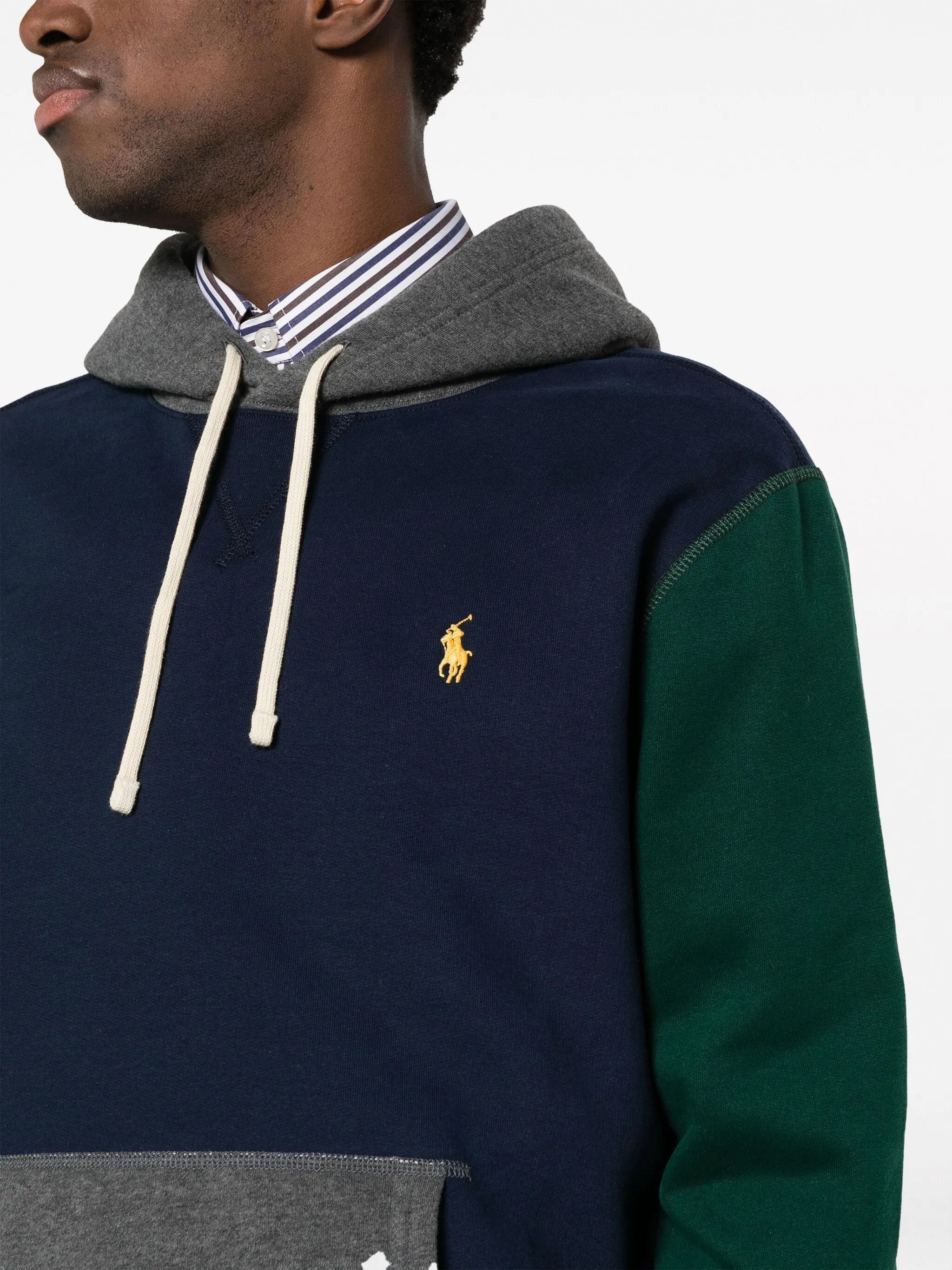 Fluid Knitwear colour-block drawstring hoodie