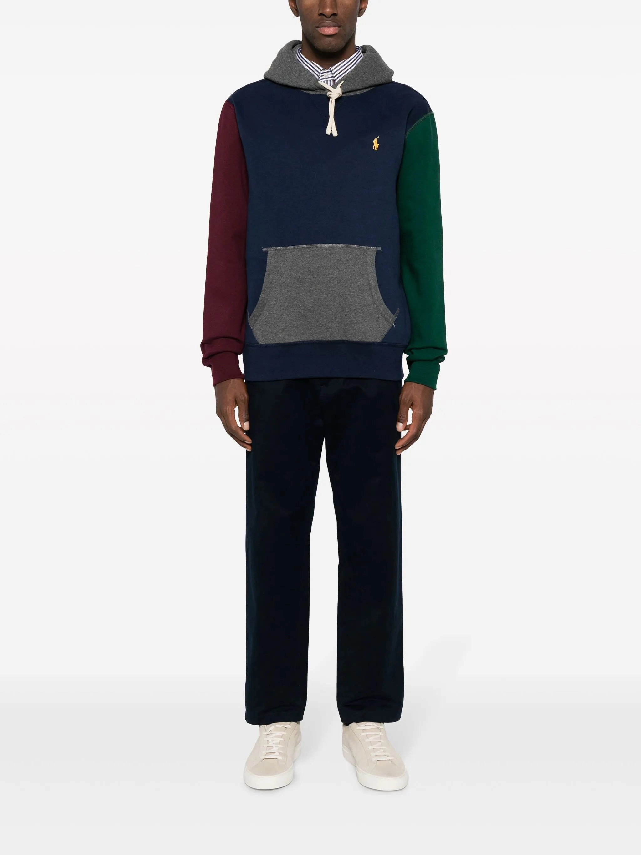 colour-block drawstring hoodie Irish Designer Knitwear