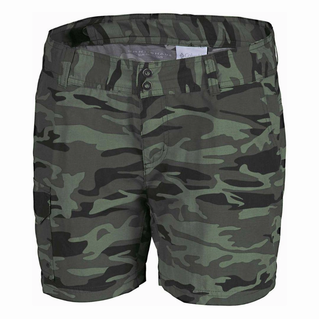 Columbia Women Green Silver Ridge Printed Short Mc Cargo Pants