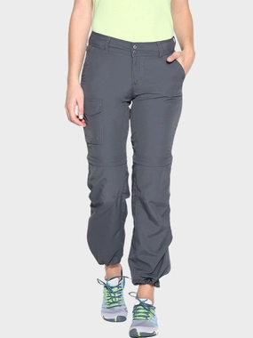 Columbia Women Grey Silver Ridge Convertible Pant (Sun Protection) Stanley Fleece Lined Cargo Pants