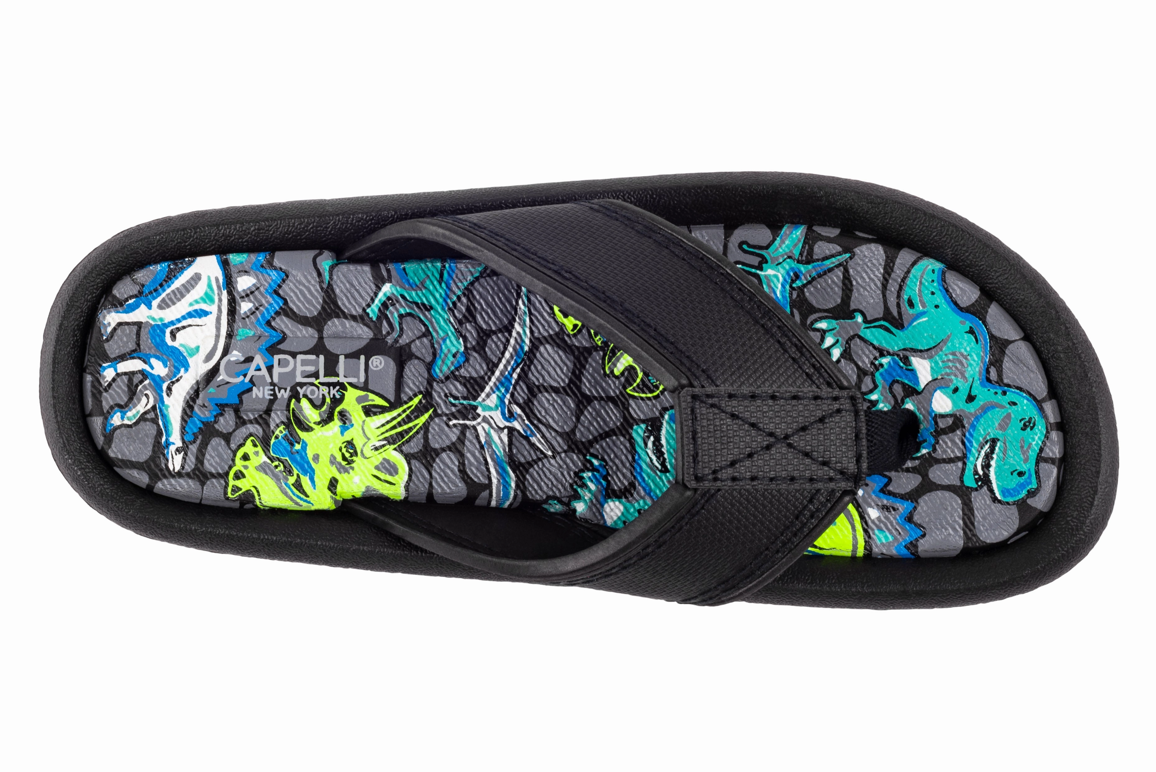 Boys Faux Leather Dino Printed Flip Flop Astroturf Flip Flops