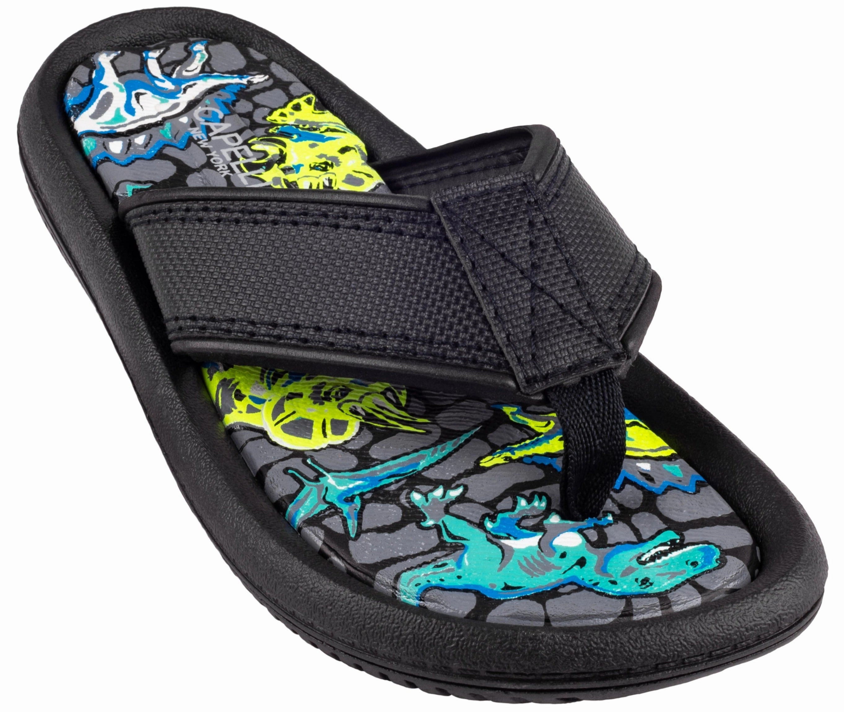 Flip Flops With Leather Strap Boys Faux Leather Dino Printed Flip Flop