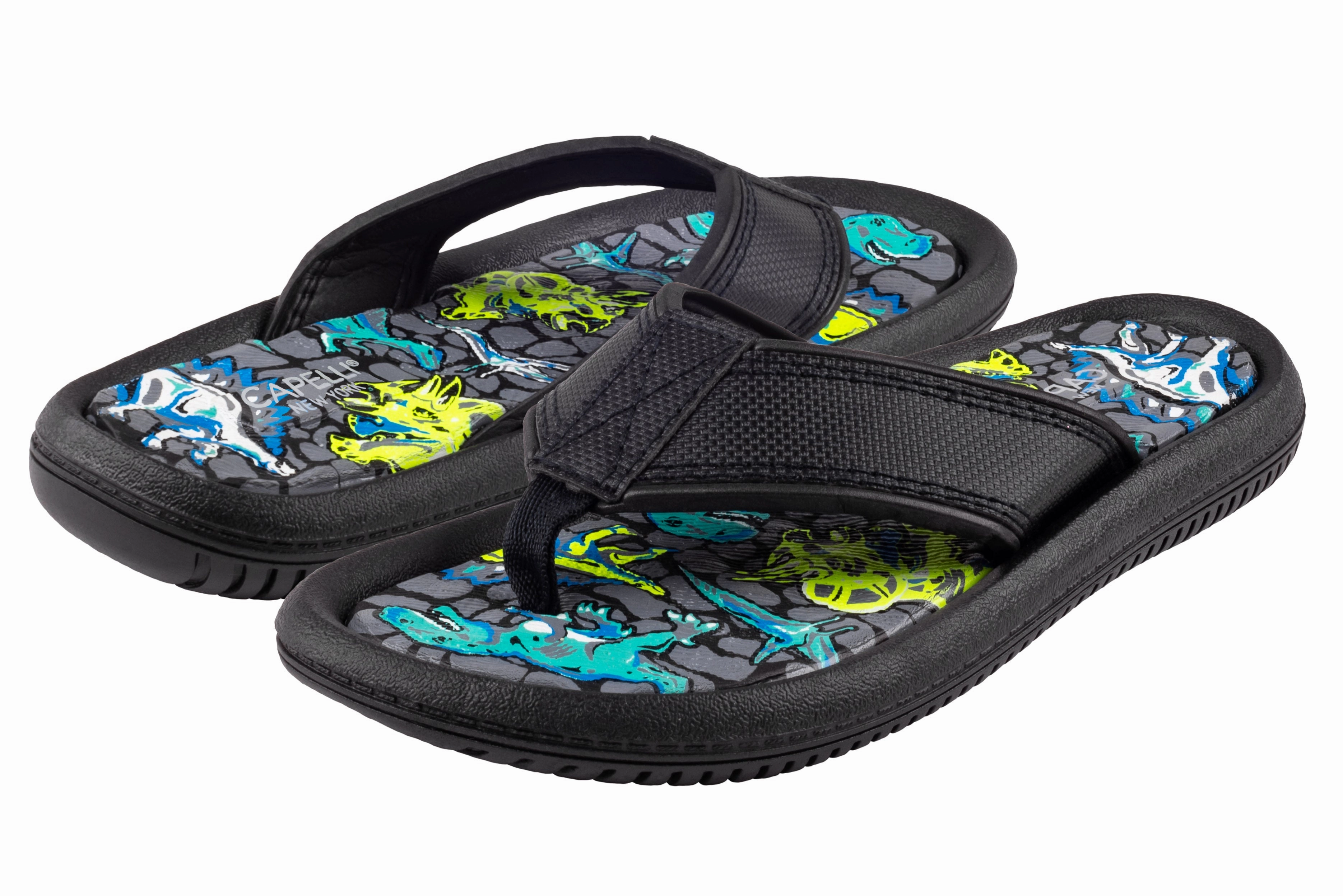 Boys Faux Leather Dino Printed Flip Flop Best Cushion Flip Flops
