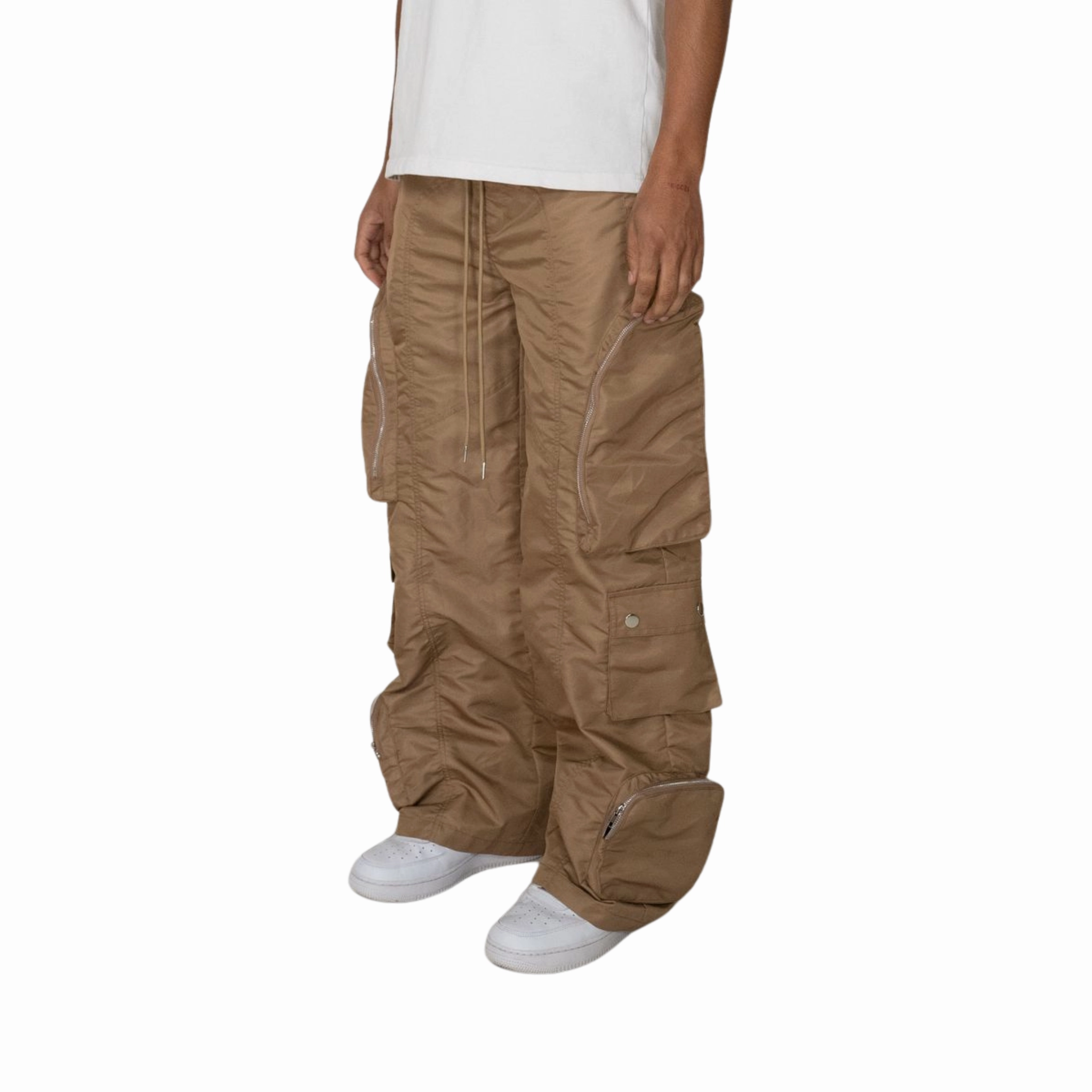 Ruched Cargo Pants EPTM Baggy Moon Zip Cargo Pants (Khaki)