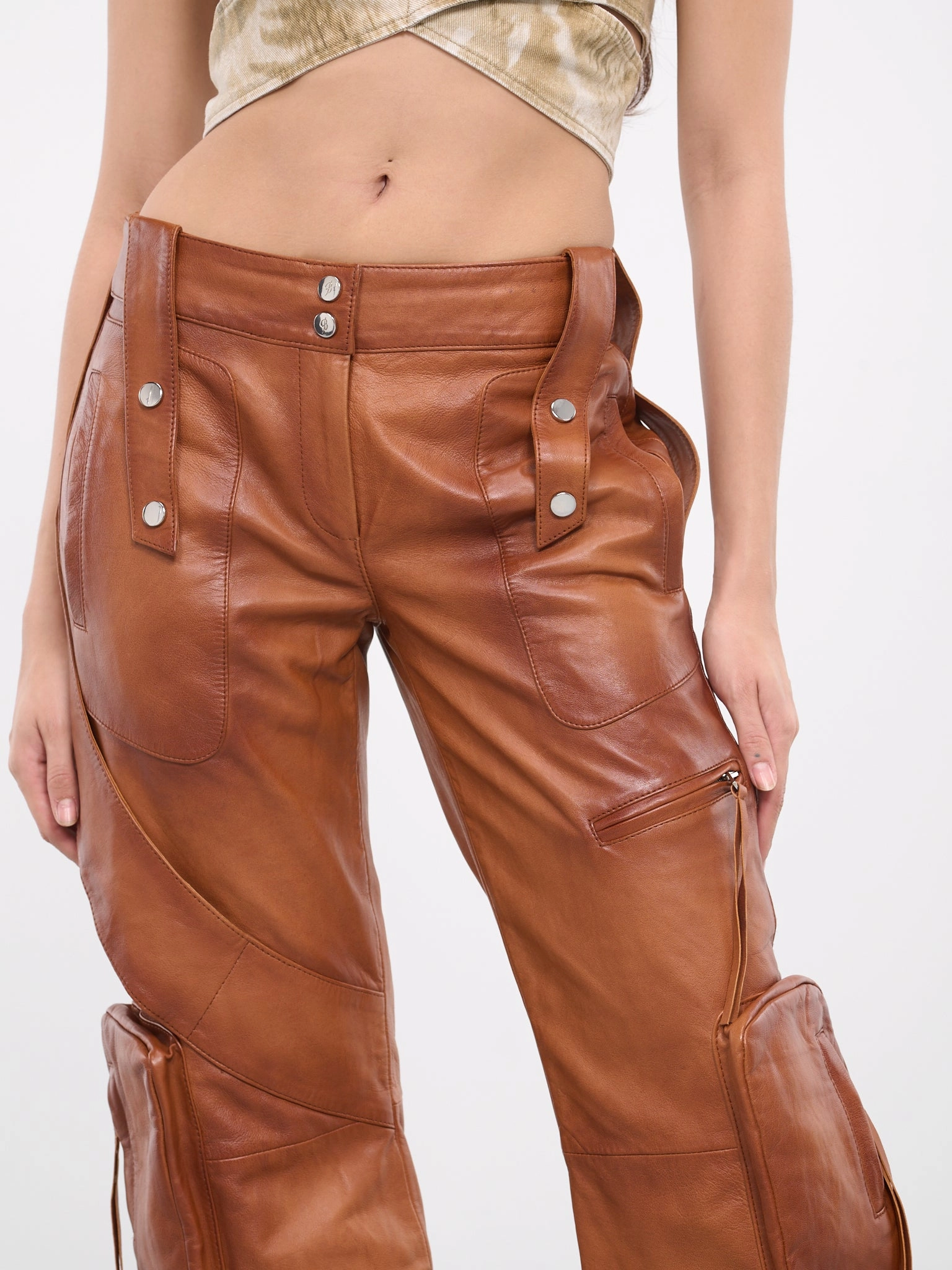 Cargo Pants For Dancing Leather Cargo Pants (2L047A-N0557-CAMOSCIO)