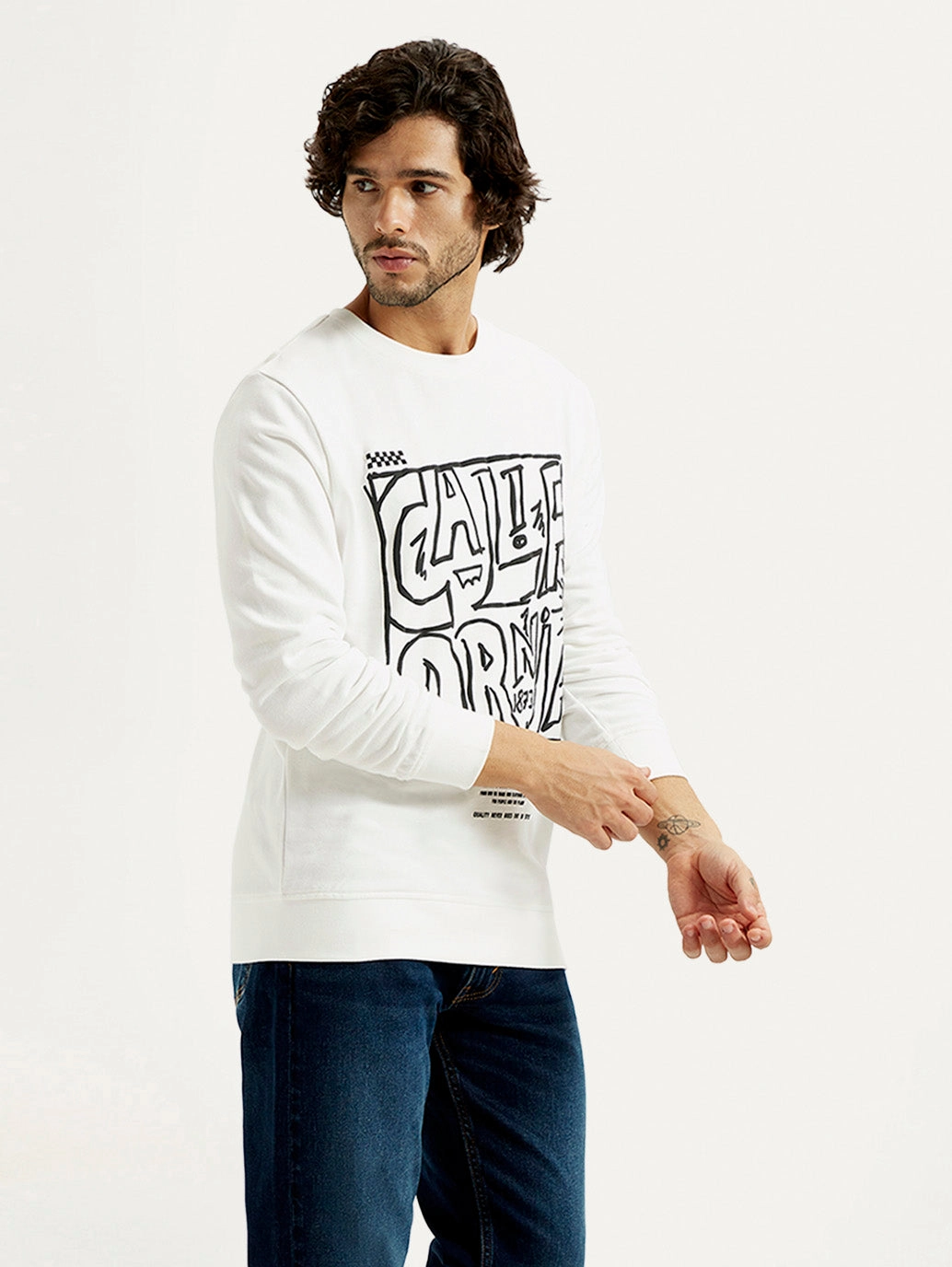 Printed Hooded Sweatshirts Men's Printed Round Neck Sweatshirt