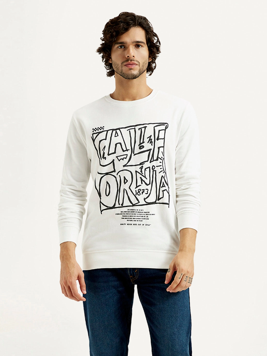 Men's Printed Round Neck Sweatshirt Big & Tall Sweatshirts