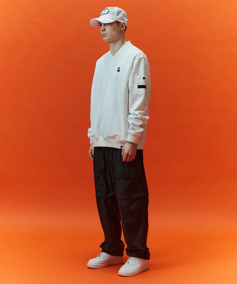 Jamie West Nick Stadium Collar Sweatshirts - White Railroad Sweatshirts