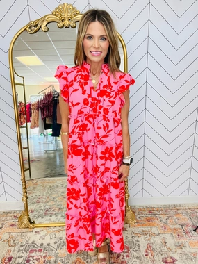 Satin Slip Midi Dress BASKET OF ROSES MIDI DRESS-RESTOCK ALERT