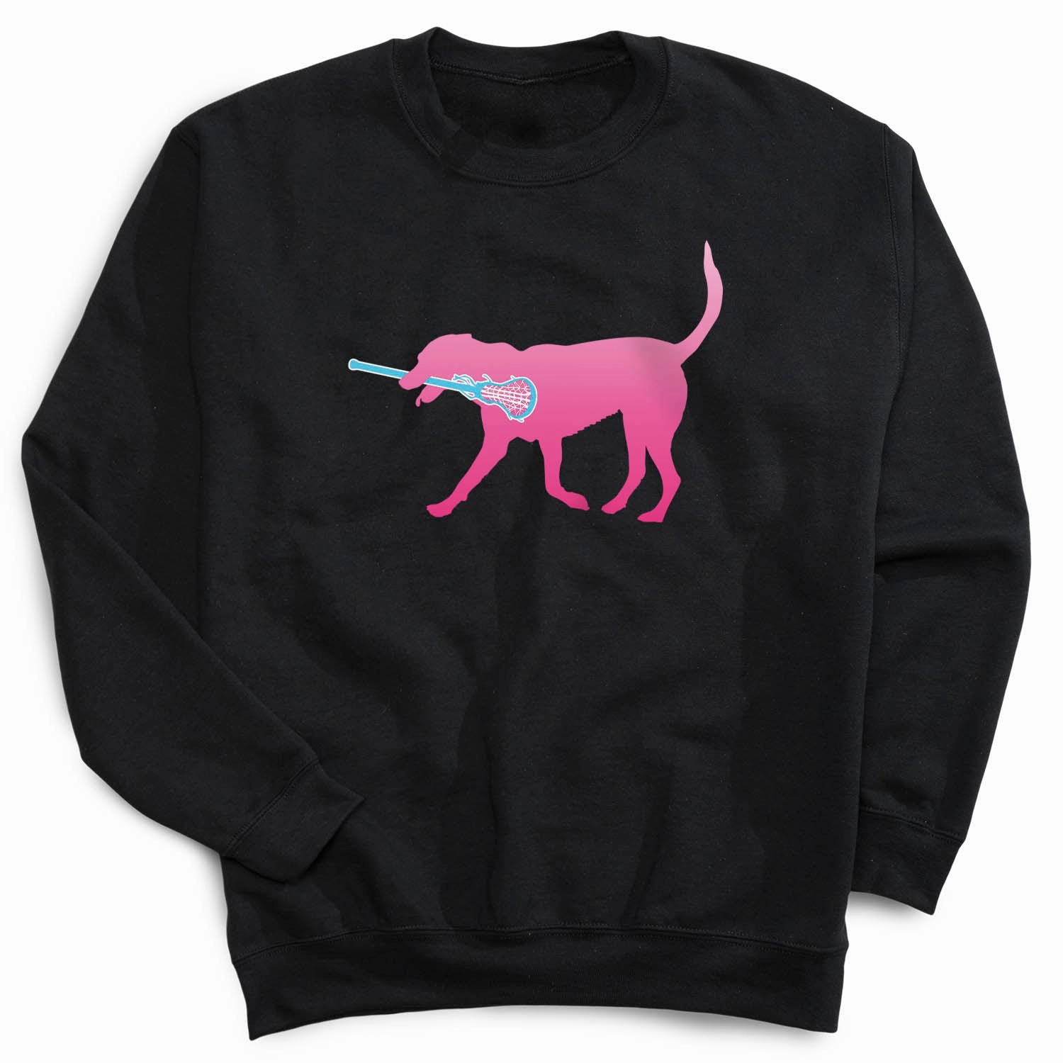 Girls Lacrosse Crewneck Sweatshirt - LuLa the LAX Dog (Pink) Vintage College Football Sweatshirts