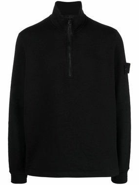 Slogan Knitwear Compass-badge half-zip jumper