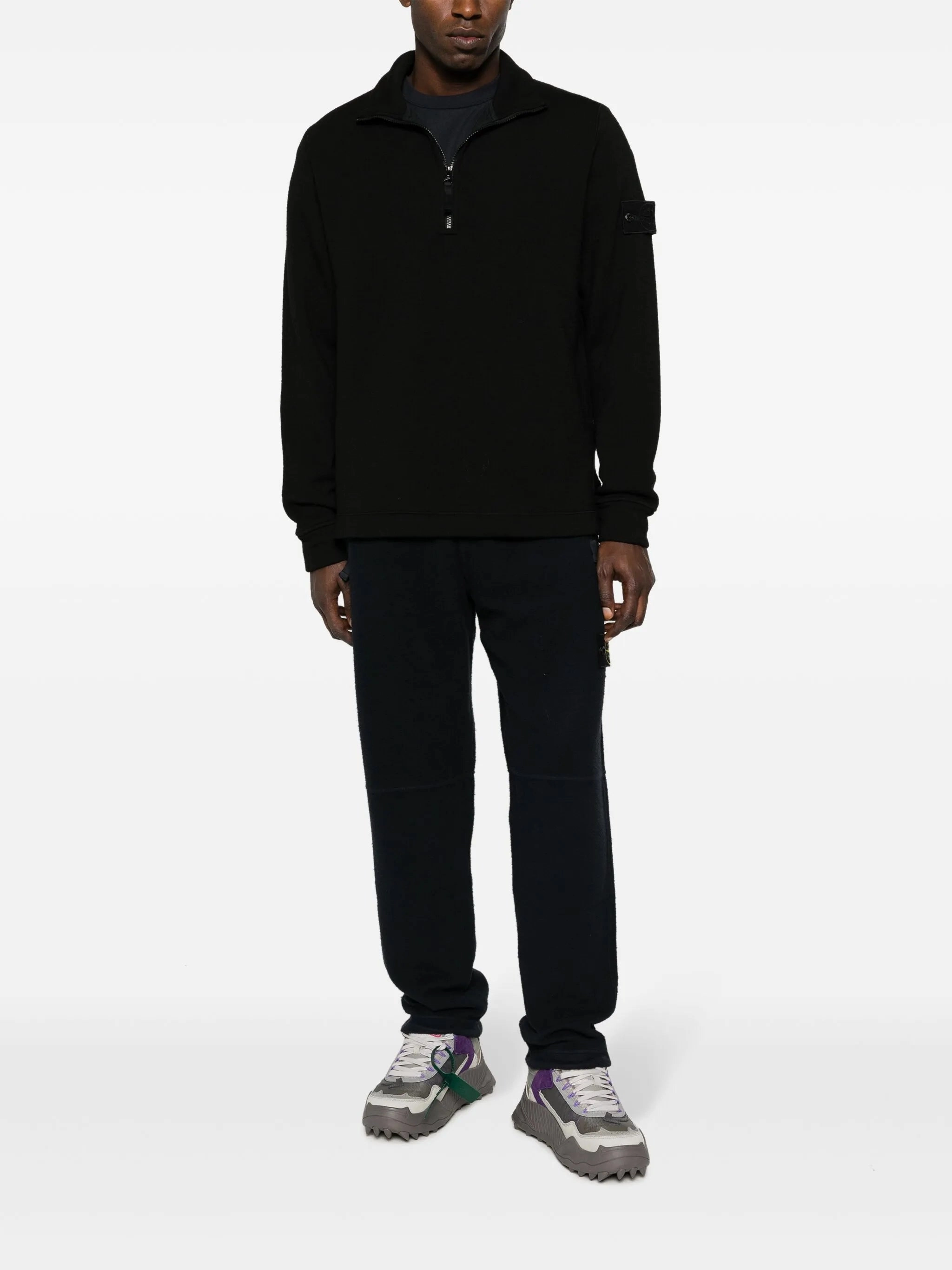 Fratelli Knitwear Compass-badge half-zip jumper