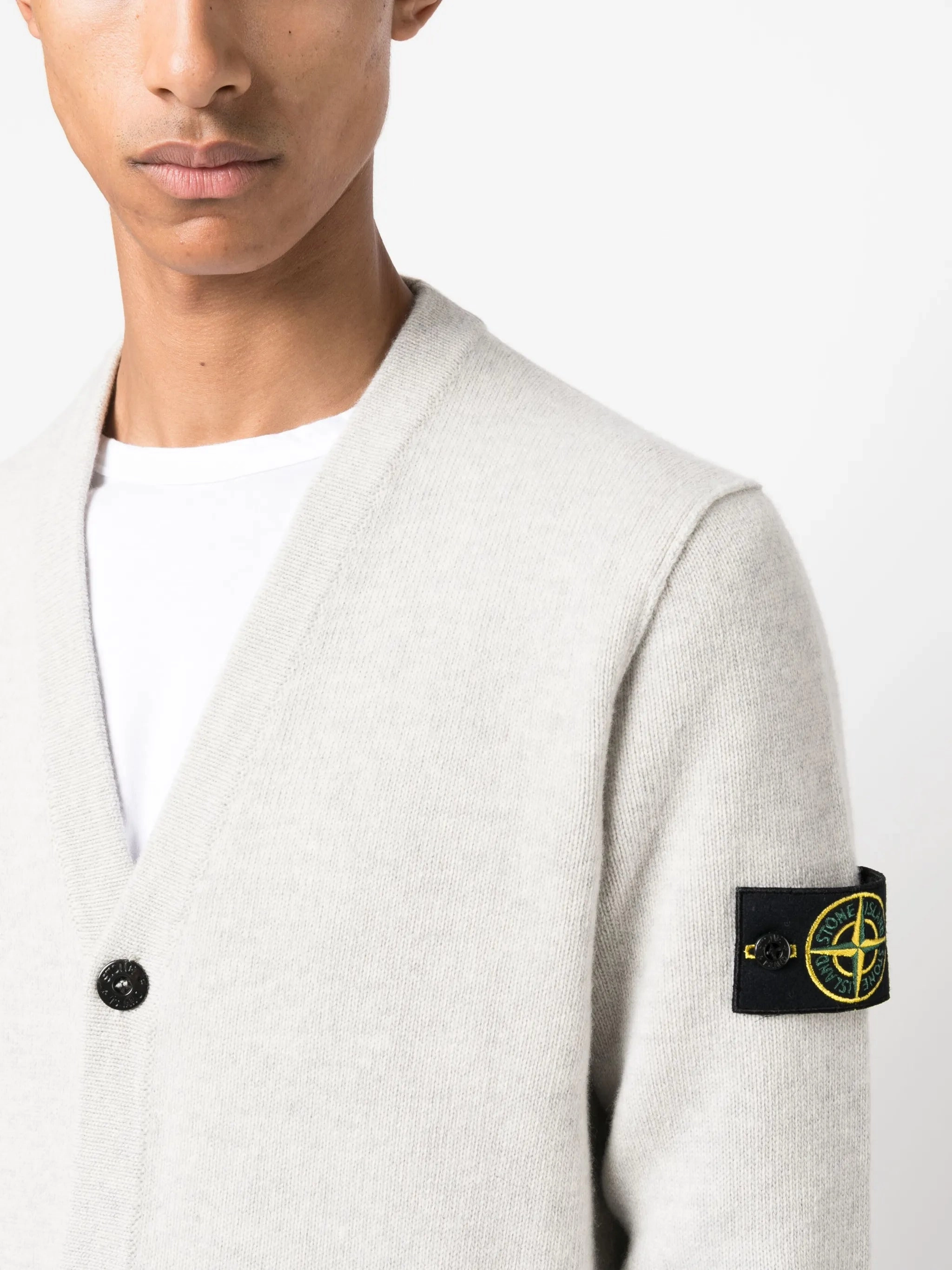 Trojan Knitwear Compass-motif ribbed cardigan