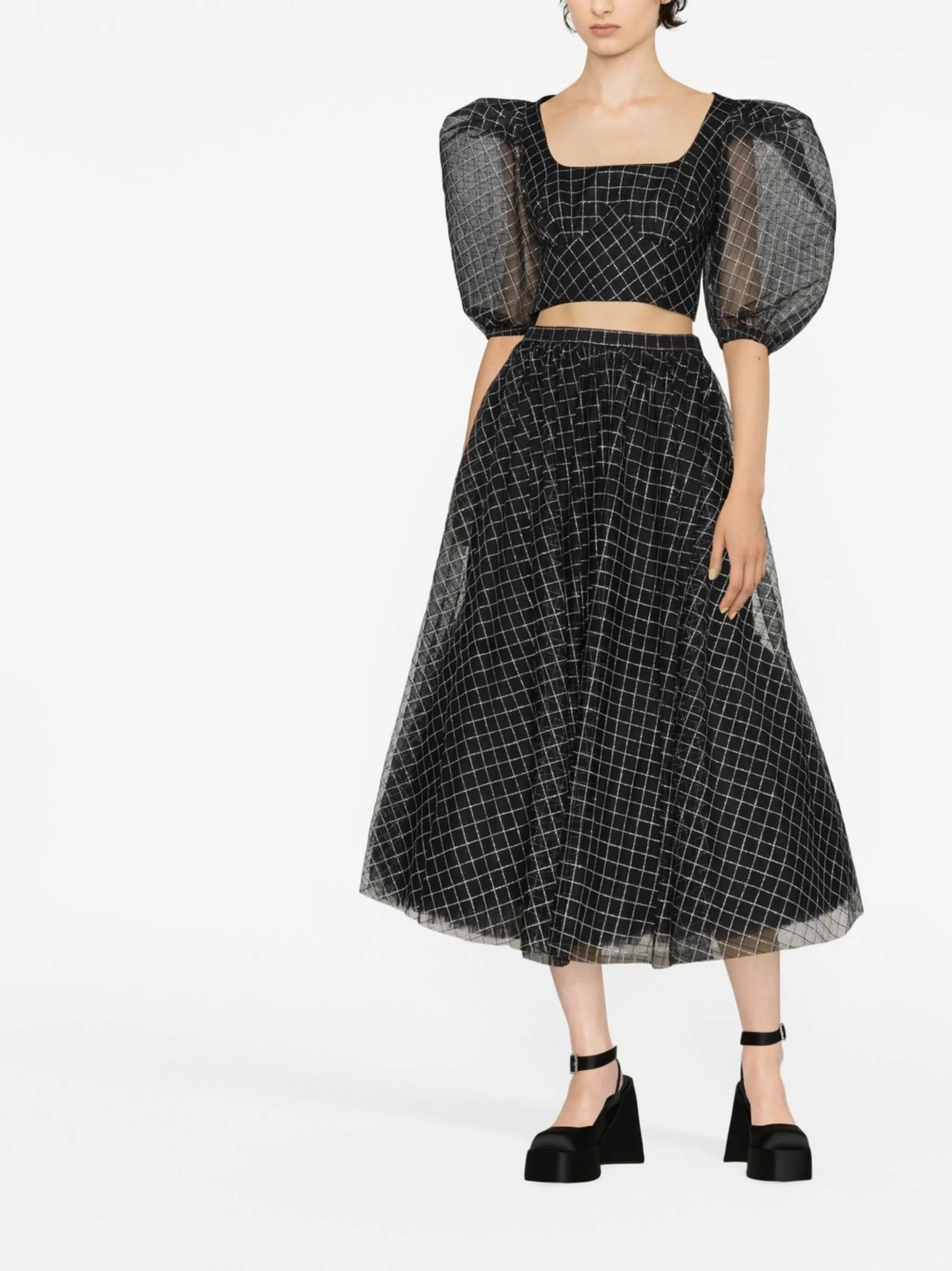 checked midi skirt Gothic Prom Dress