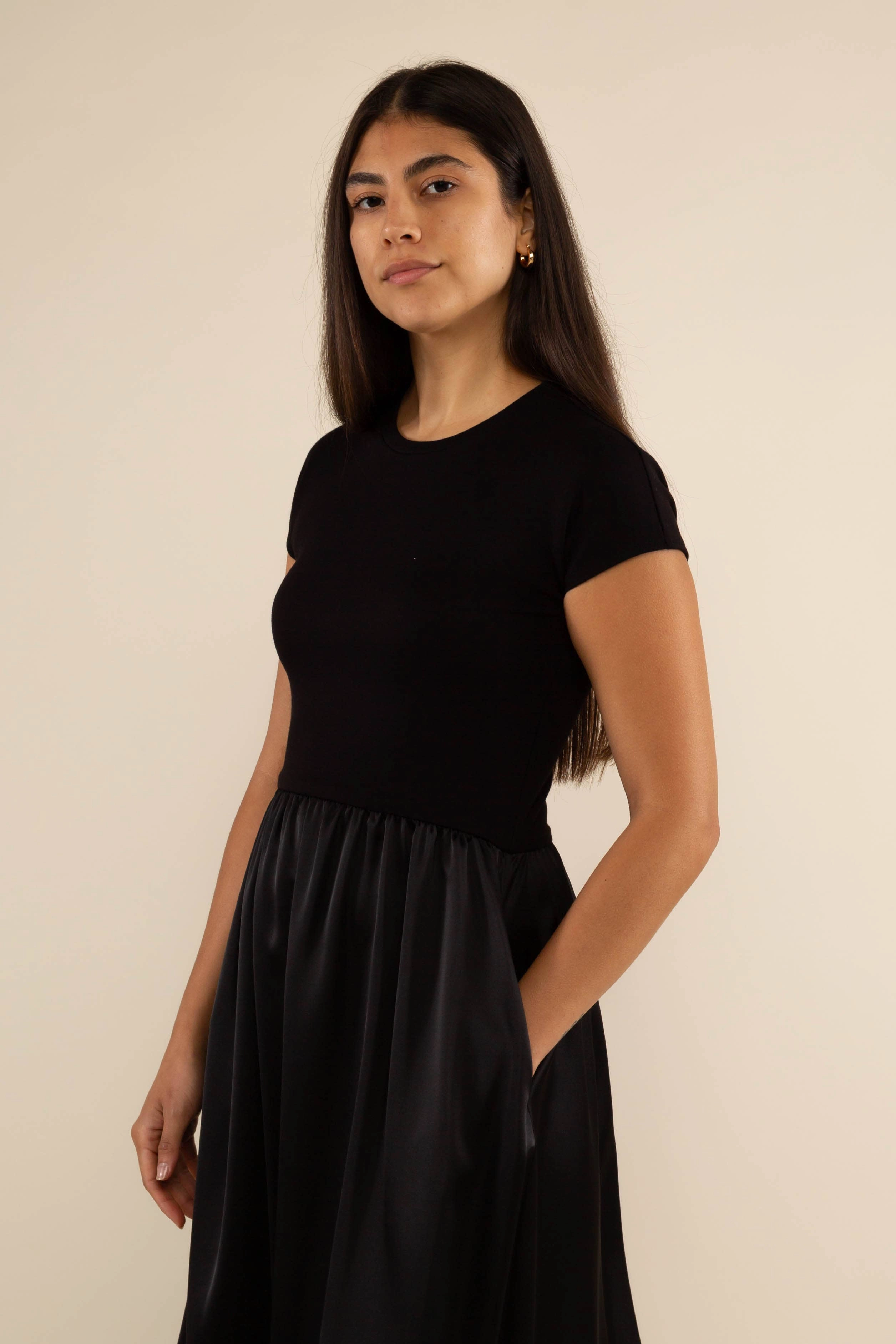 Banjanan Simona Strapless Poplin Midi Dress Plus Satin Contrast Midi Dress