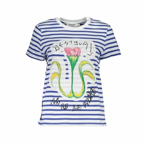 Custom Picture T Shirts Desigual Blue Cotton Women T-Shirt