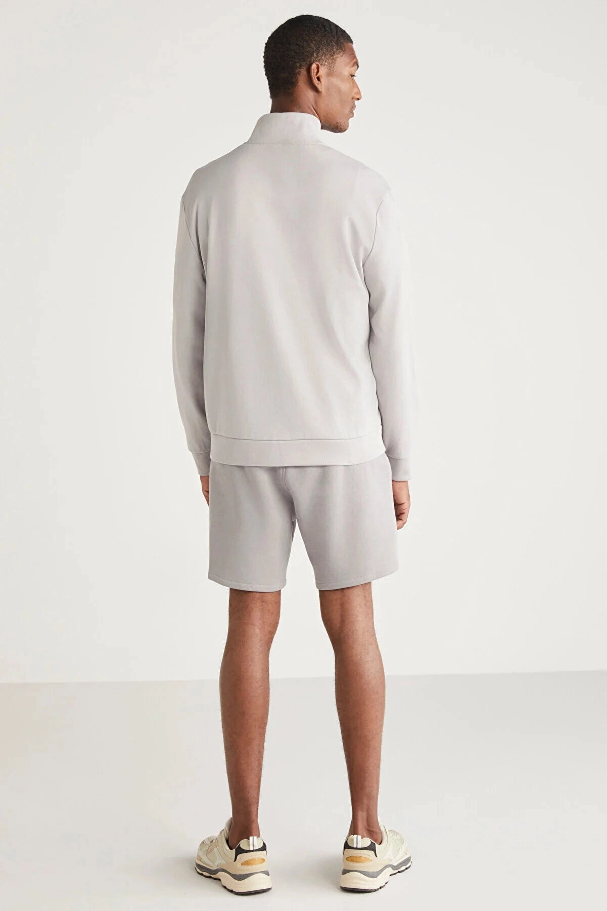 Grimelange Men's Grey Zippered Printed Daily Jacket Keather Jackets