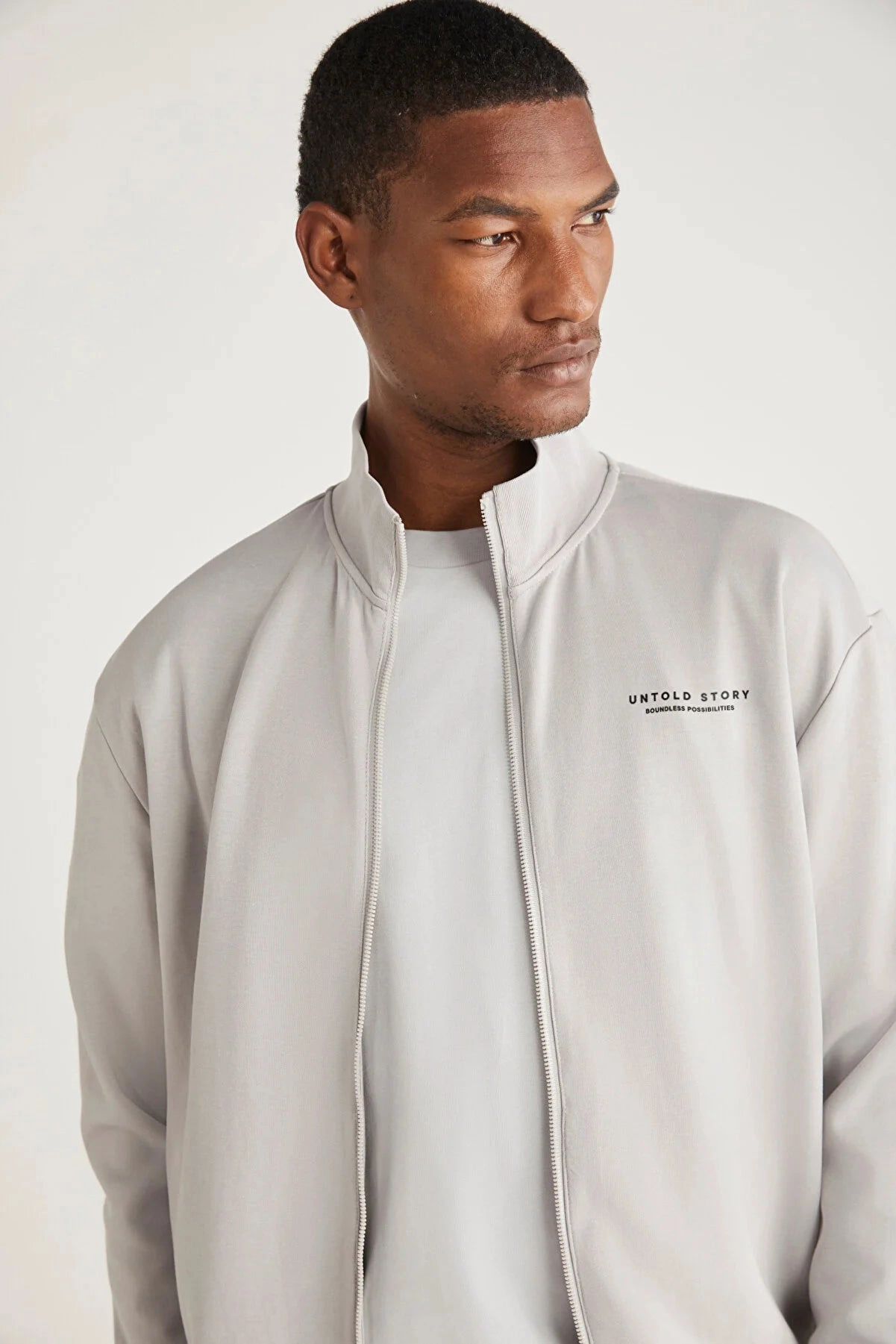 Jackets Stores Near Me Grimelange Men's Grey Zippered Printed Daily Jacket