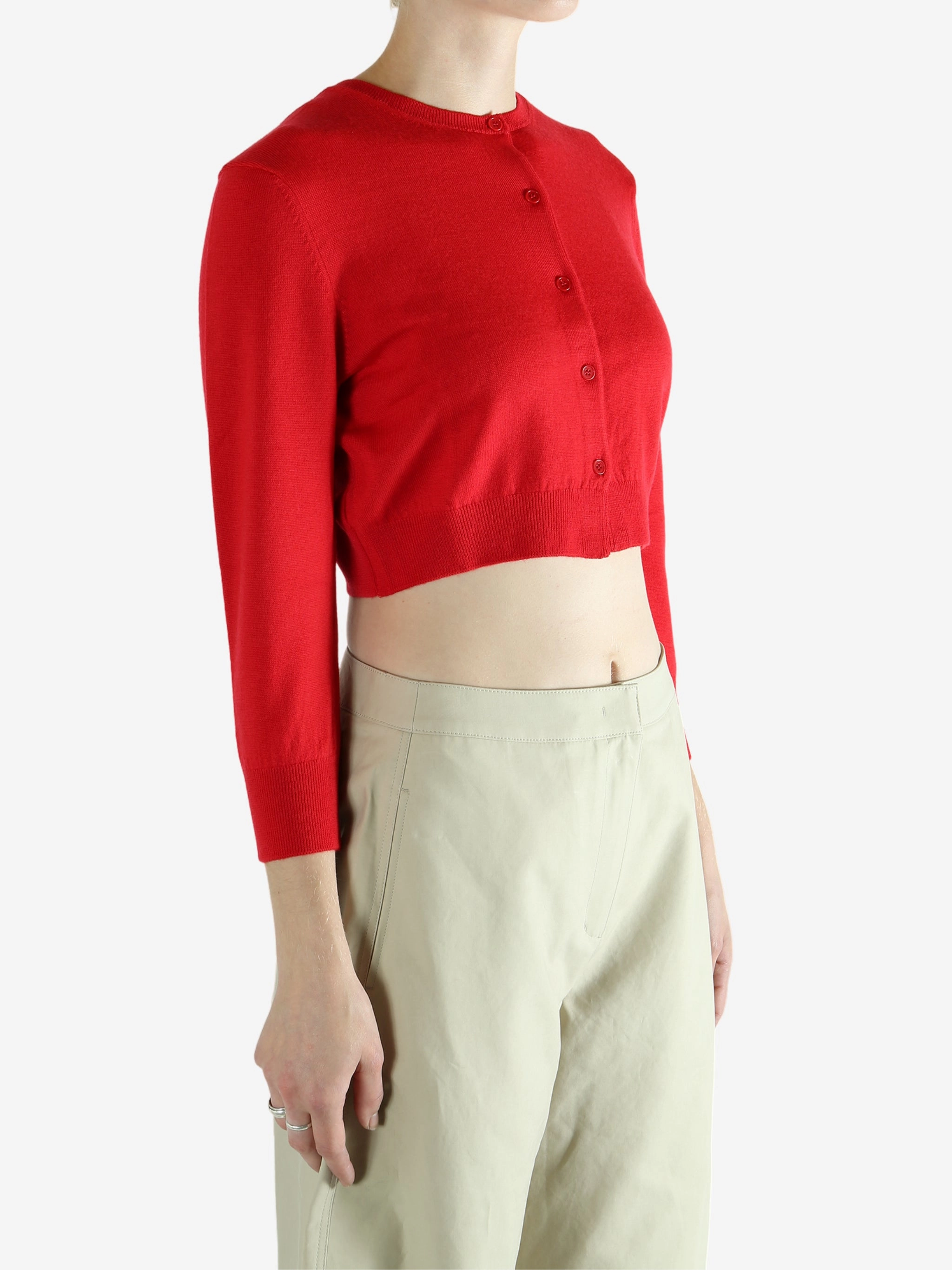 AMOMENTO - Women Round Neck Crop Cardigan Ellen Tracy Knitwear