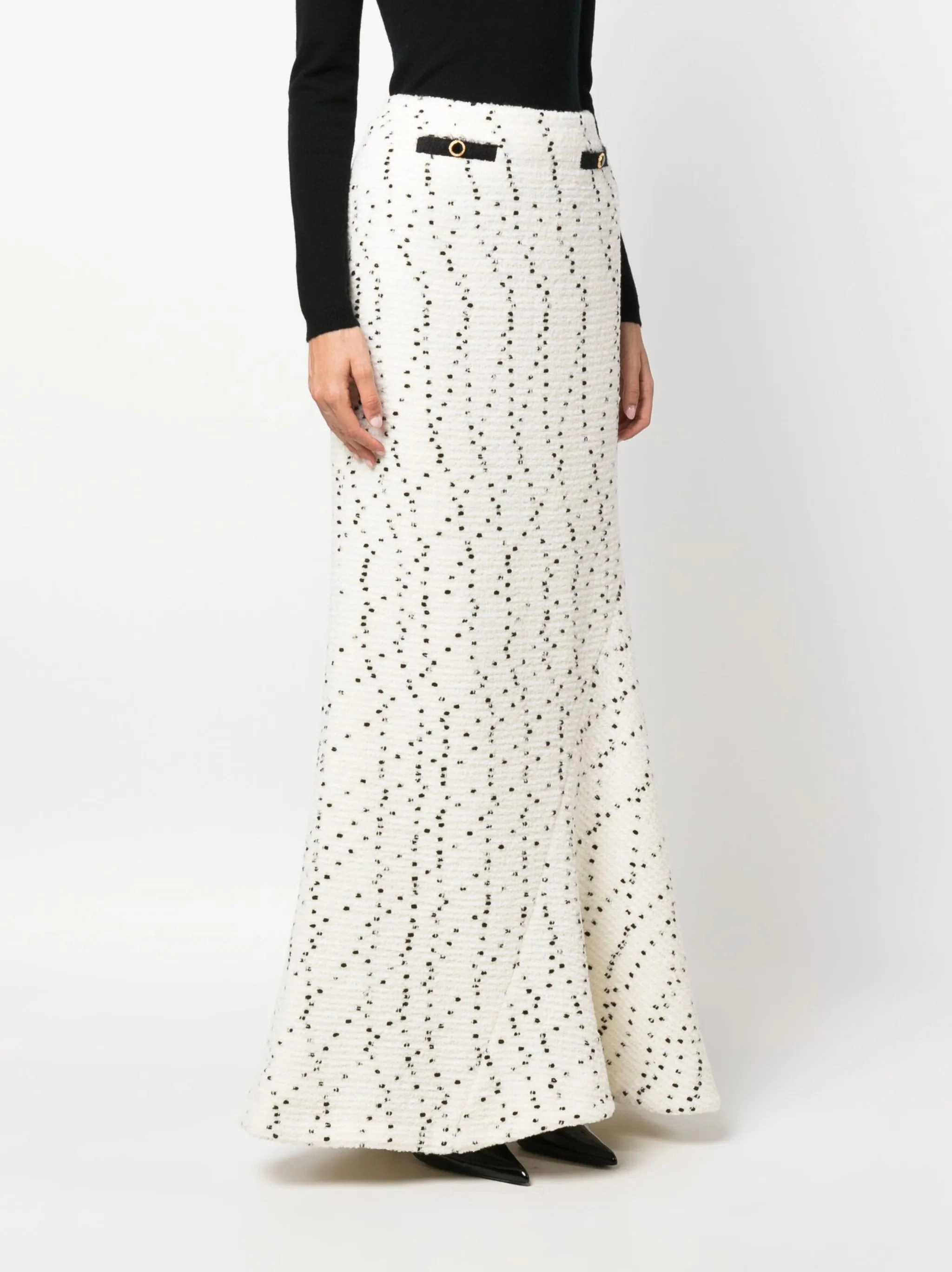 3d Floral Applique Dress boucl maxi skirt