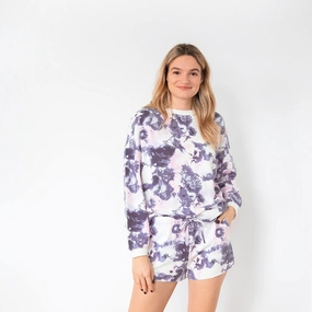 Ladies' Blue Pink Tie Dye Comfortwear Collection Shorties Xxxl Sweatshirts