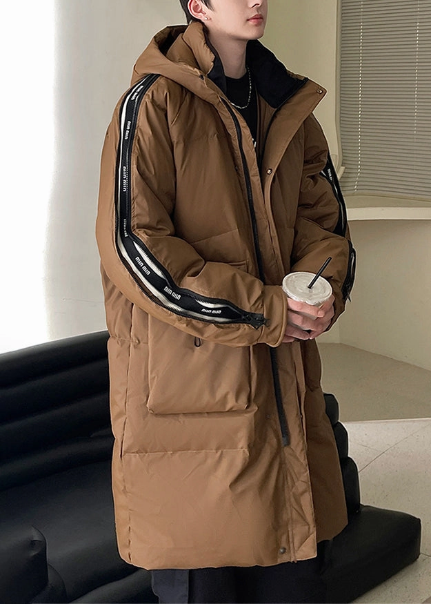 Cool Caramel Zippered Print Duck Down Men Down Coats Winter RJ018 Synthetic Fur Coats