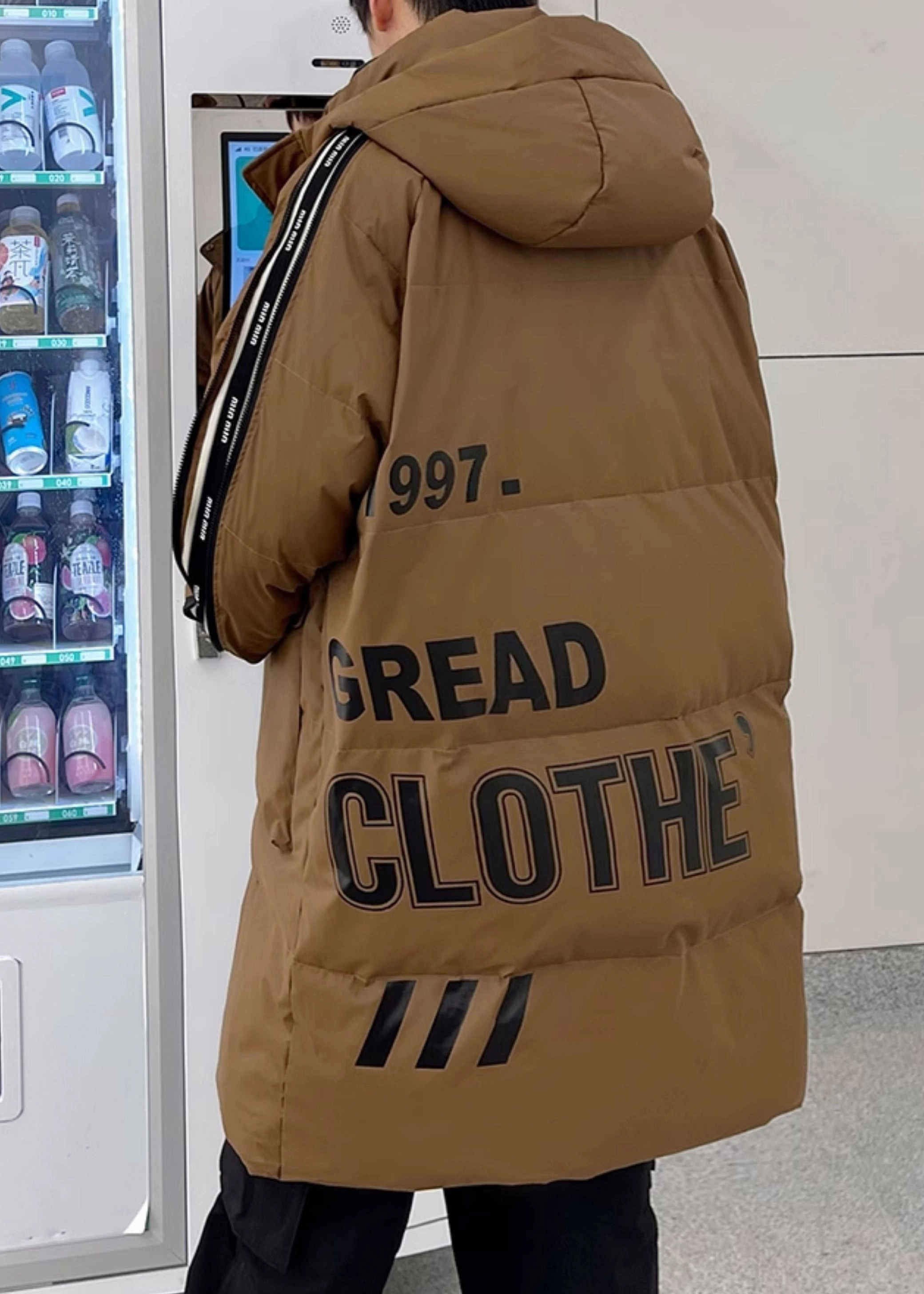 Cool Caramel Zippered Print Duck Down Men Down Coats Winter RJ018 Modern Coats