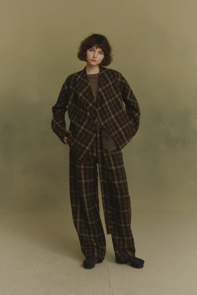 CORTANA - Women Salon Jacket Plaid Shirt Coats