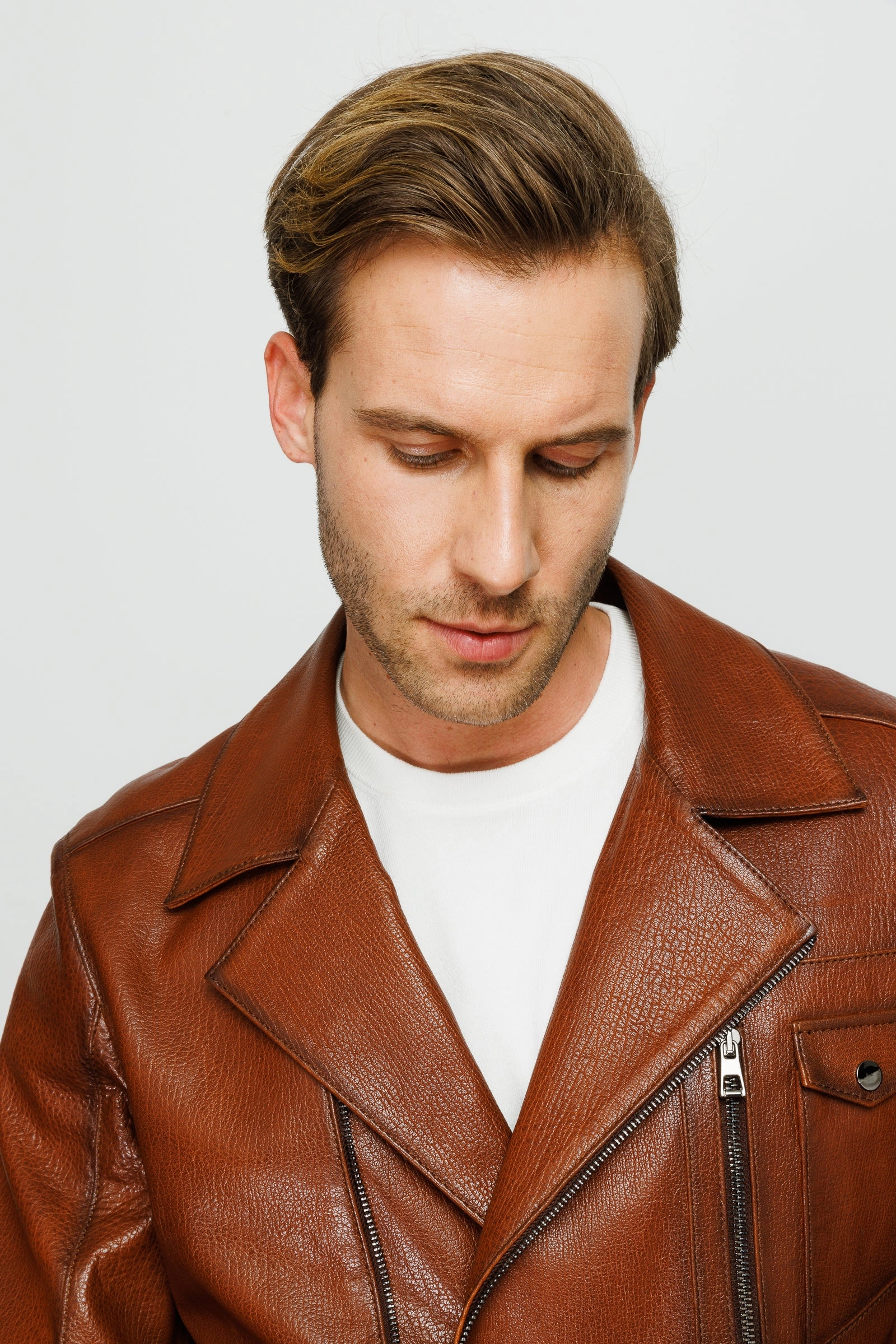 Homage Columbus Jackets The Monola Tan Leather Men Jacket