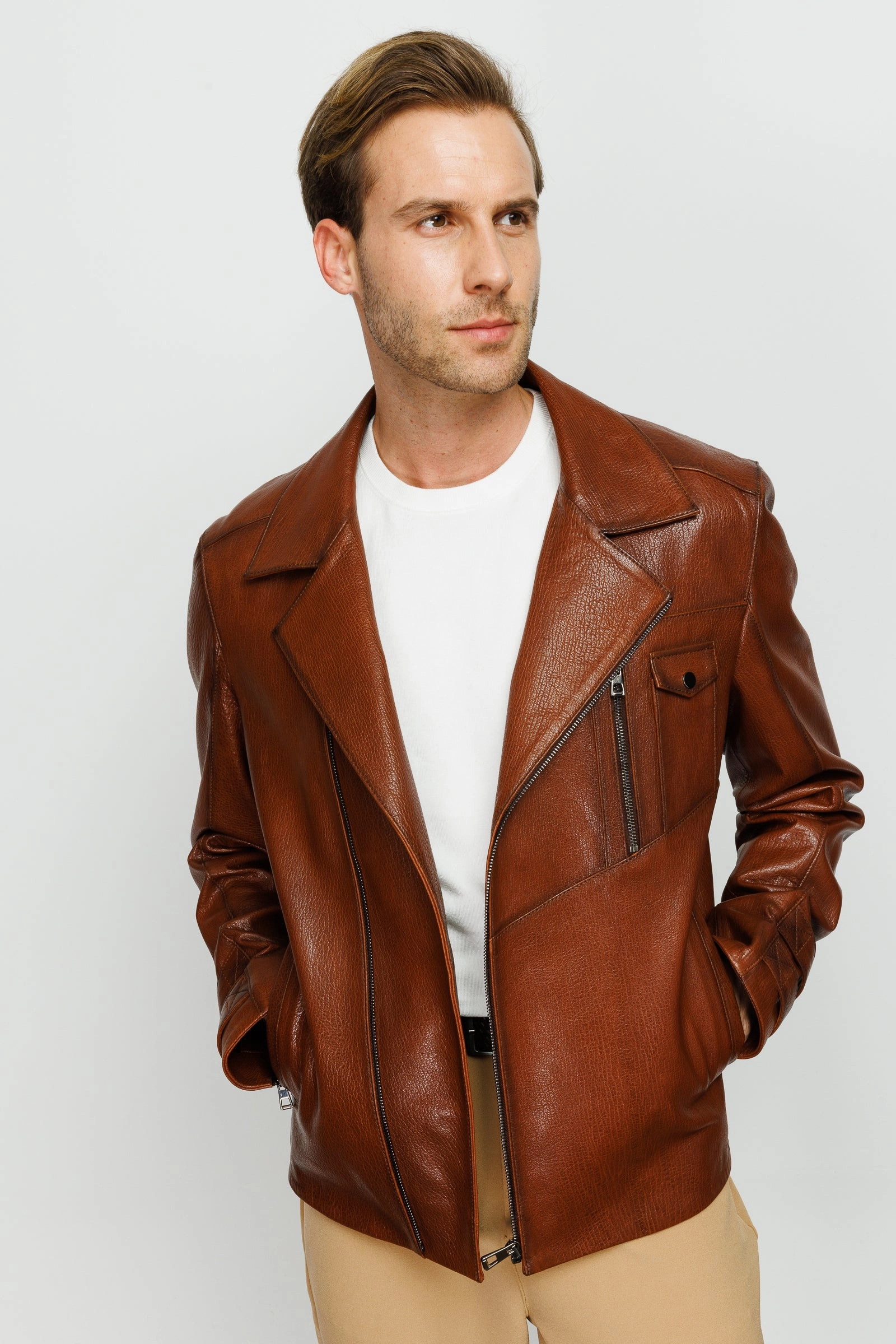Winter Jackets Outlet Store The Monola Tan Leather Men Jacket