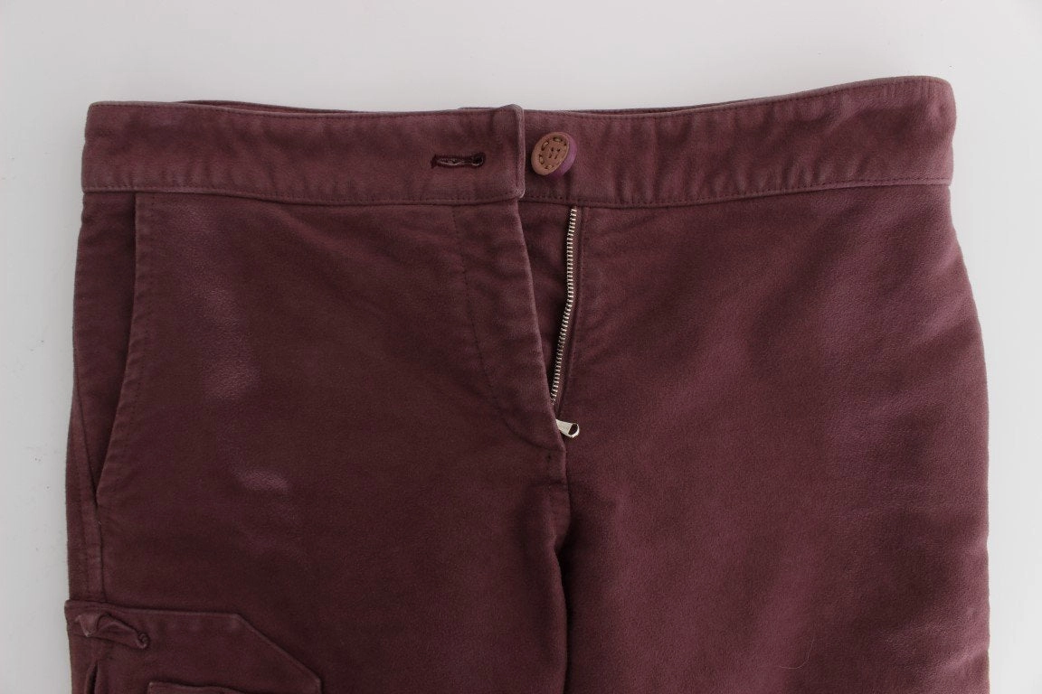 Bordeaux Cotton Cropped Cargo Pants Cargo Pants Ankle Length